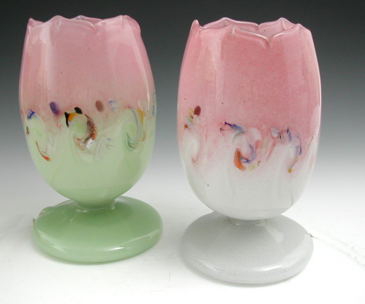 Two Vasart glass tulip lamps,