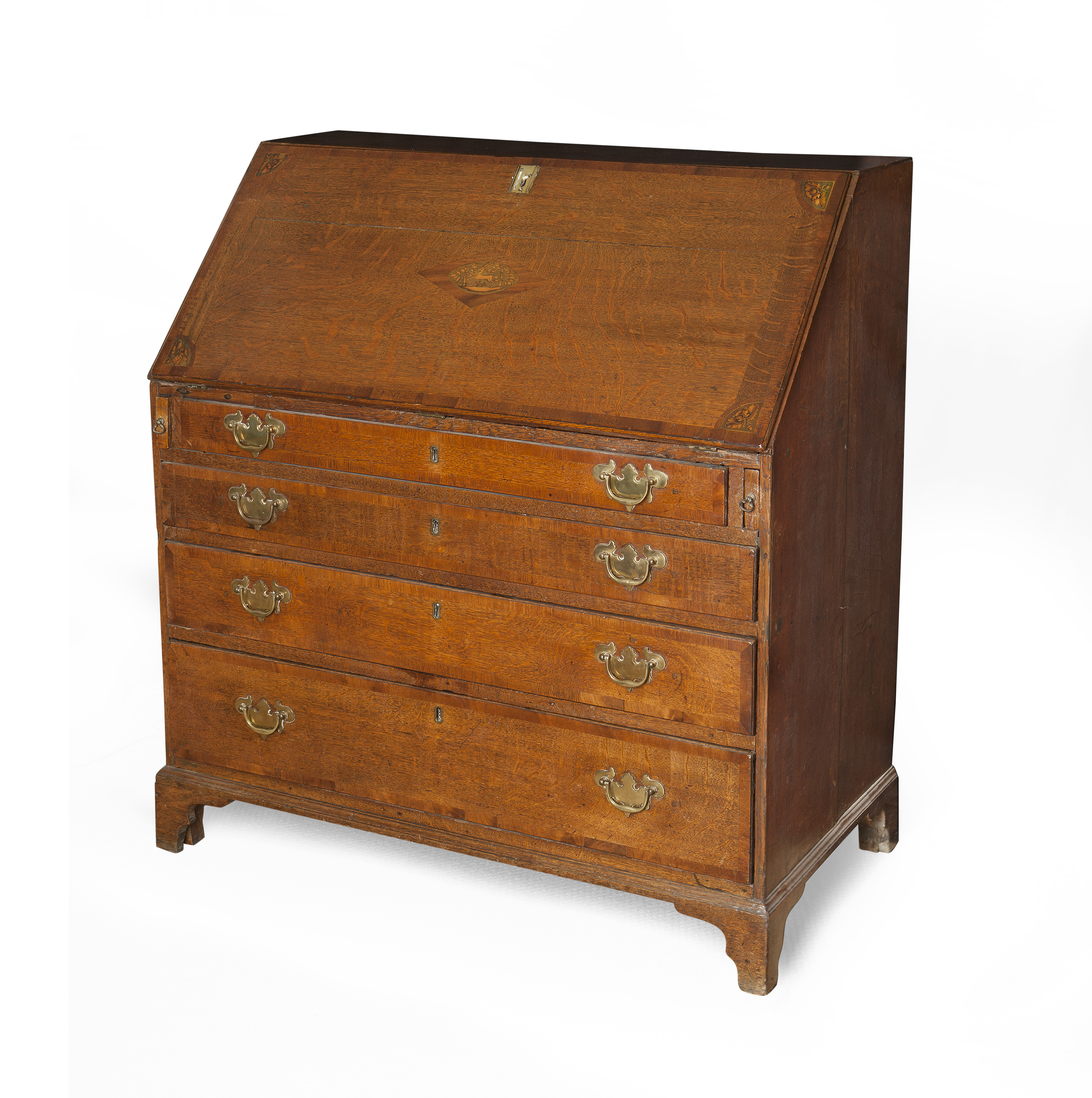 GEORGE III OAK AND INLAID BUREAU
