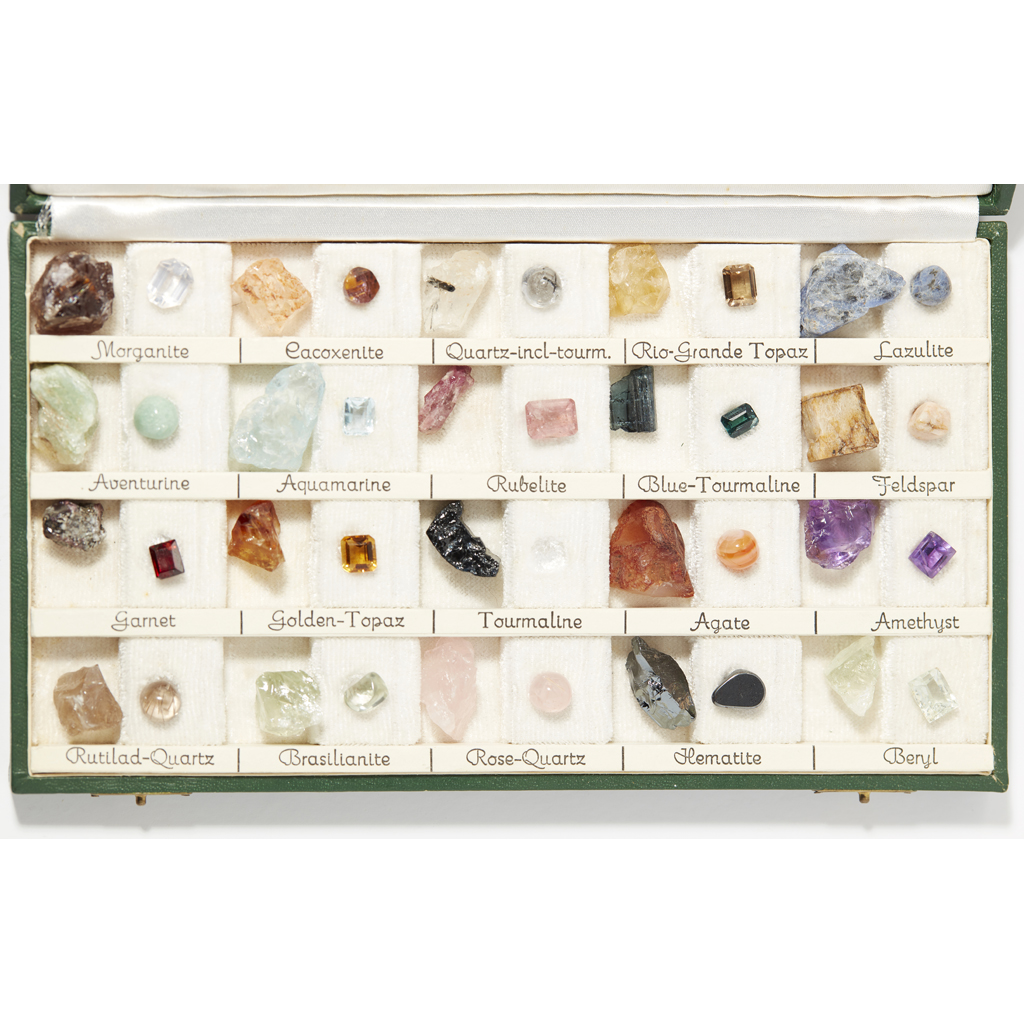 A cased gem specimen set