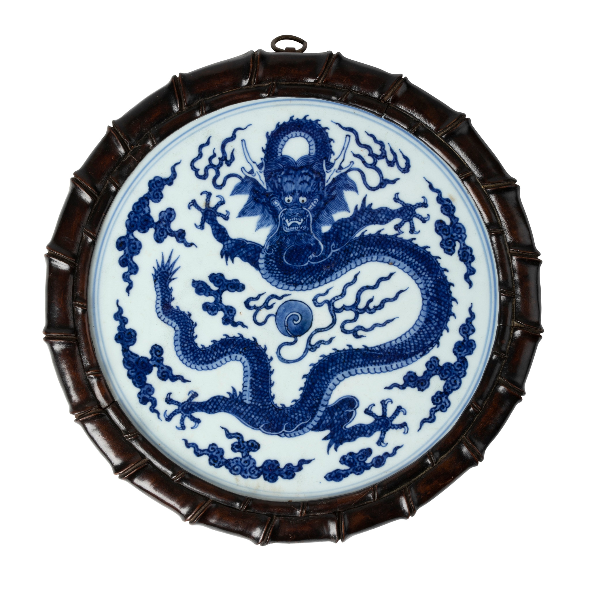 BLUE AND WHITE 'DRAGON' CIRCULAR PLAQUE