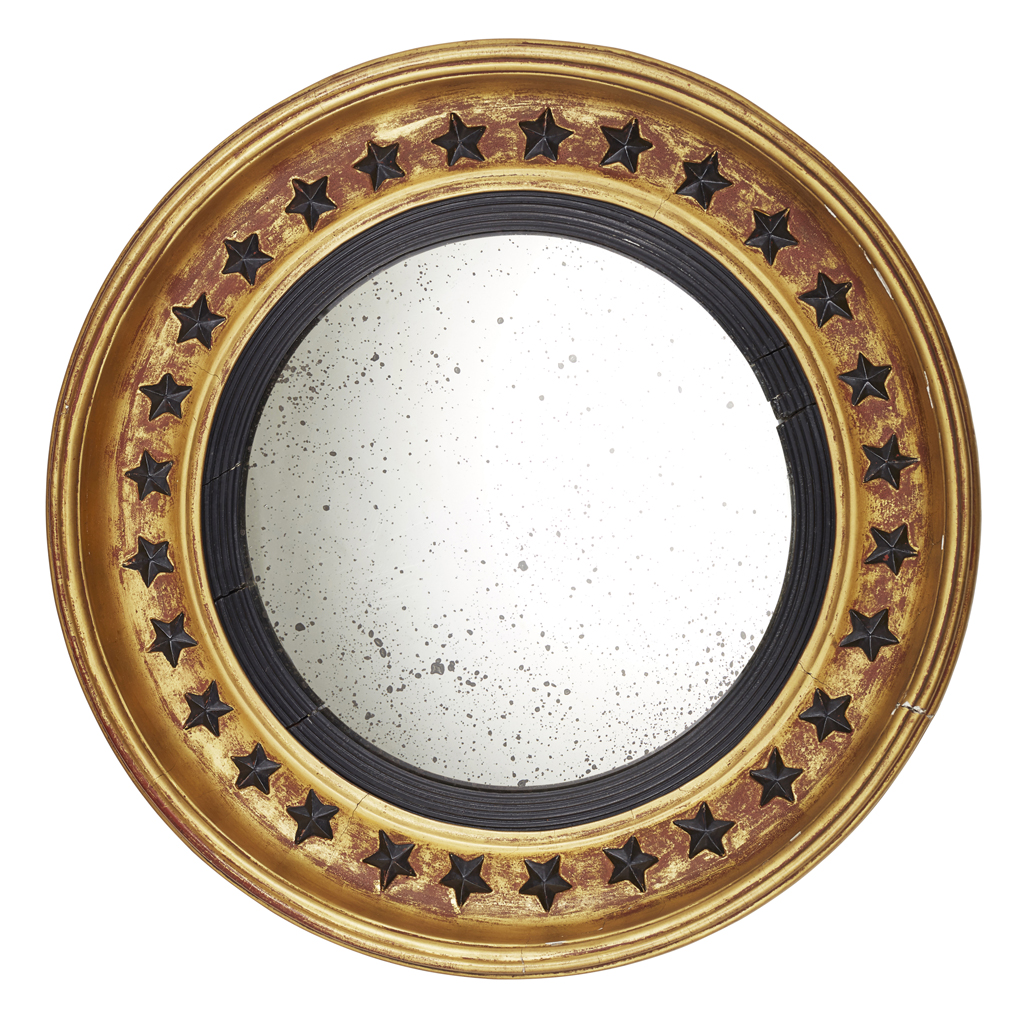 SMALL REGENCY GILTWOOD CONVEX MIRROR