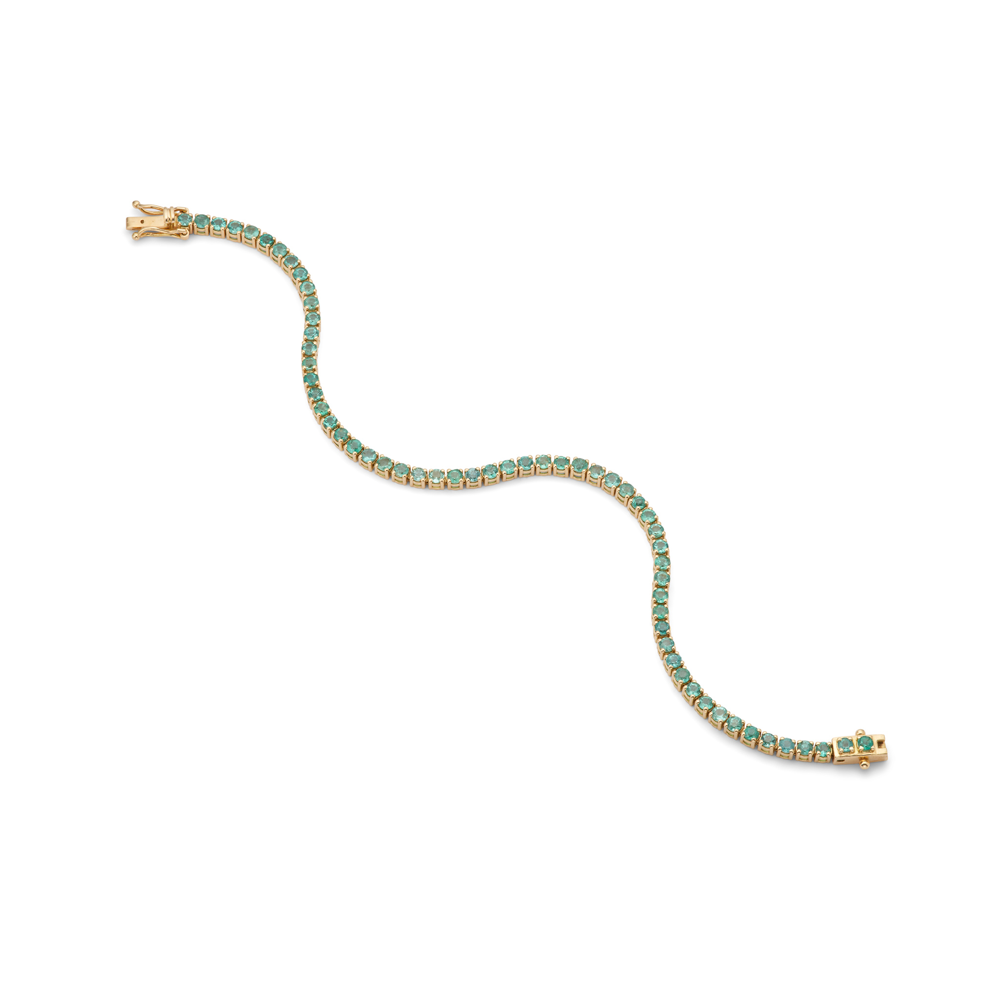 An emerald tennis bracelet