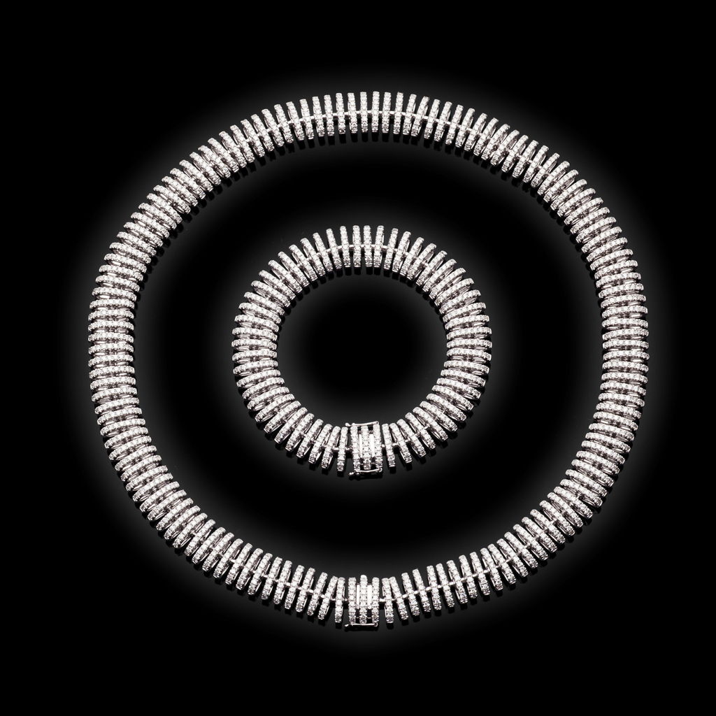 A contemporary diamond set bracelet