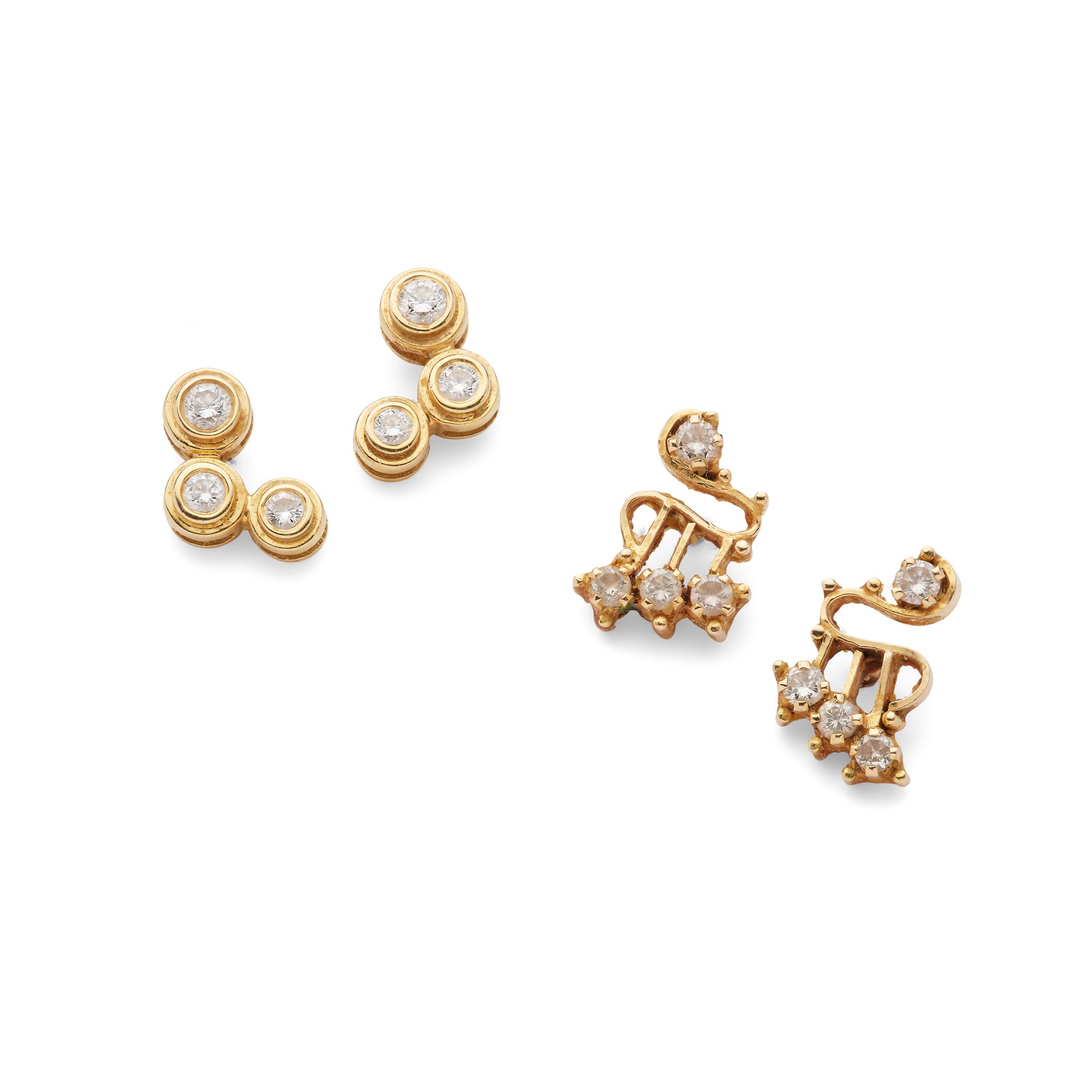 Two pairs of diamond earrings