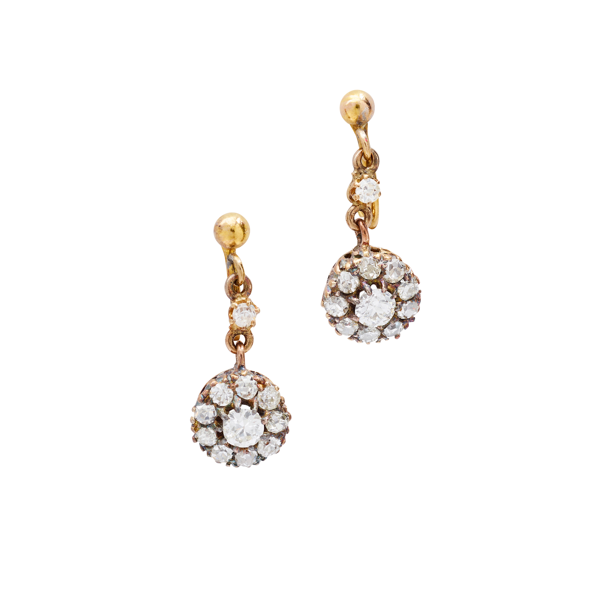 A pair of diamond cluster earrings