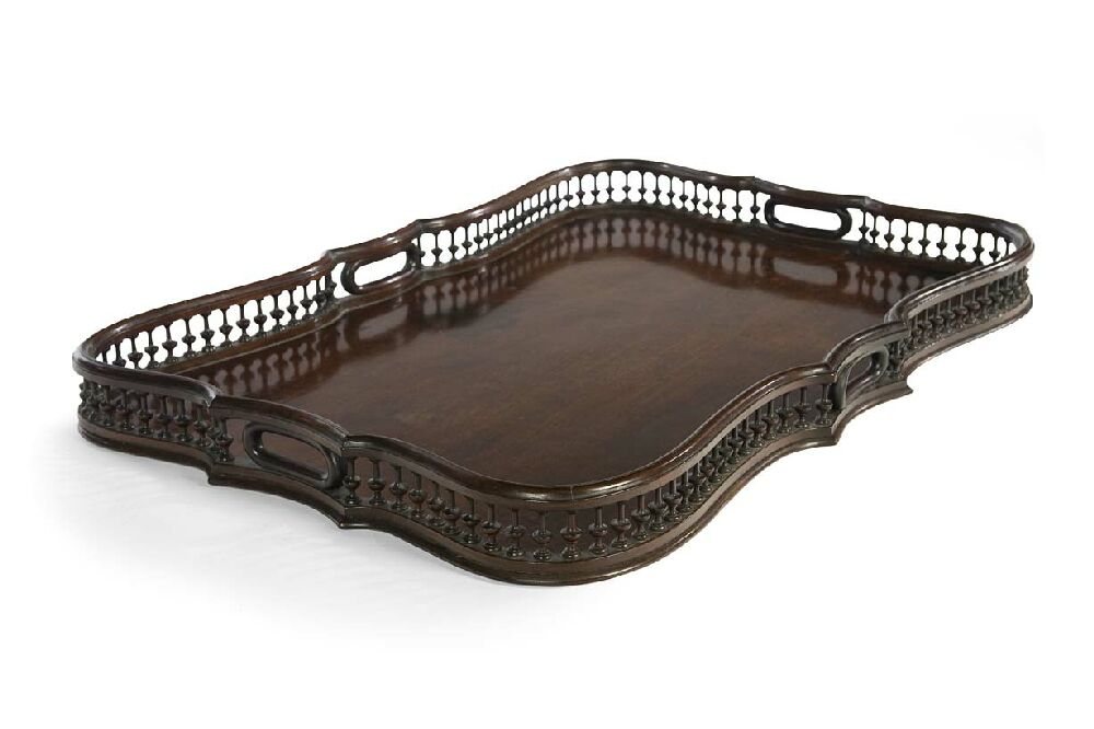 A large George III period mahogany tea tray