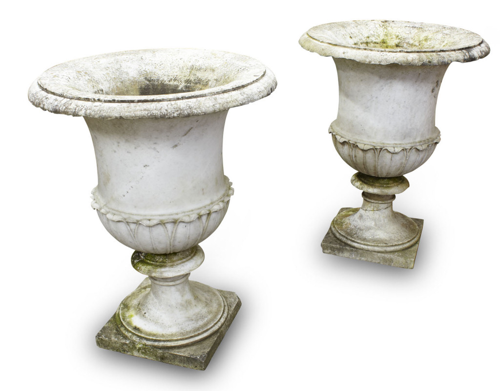 IMPRESSIVE PAIR OF ITALIAN MARBLE URNS