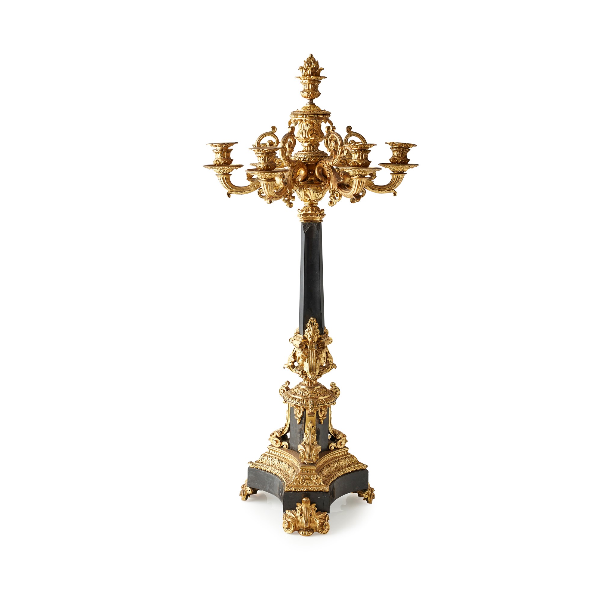 CHARLES X GILT BRONZE AND SLATE CANDELABRA