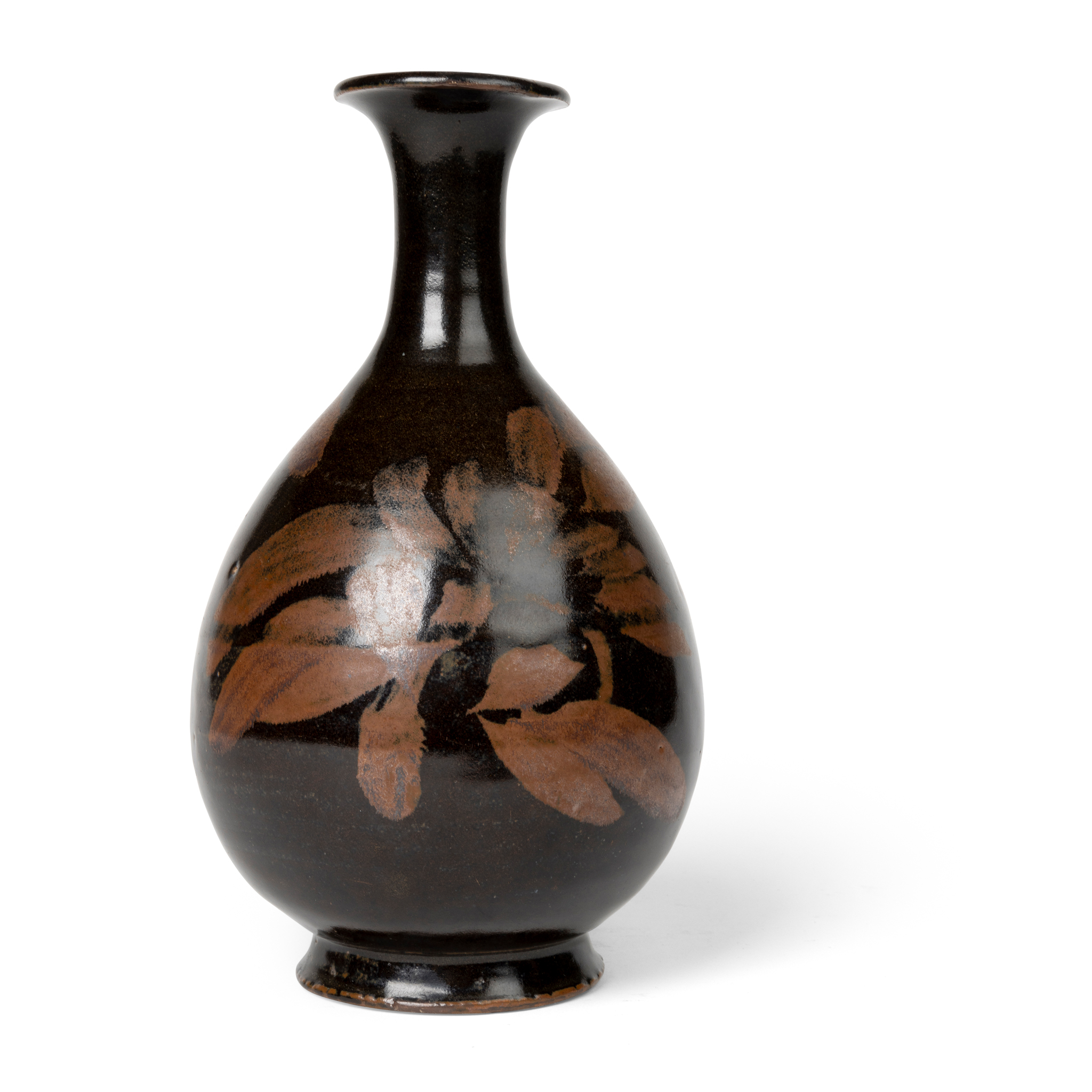 BLACK-GLAZED RUSSET-SPLASHED BOTTLE VASE, YUHUCHUN PING