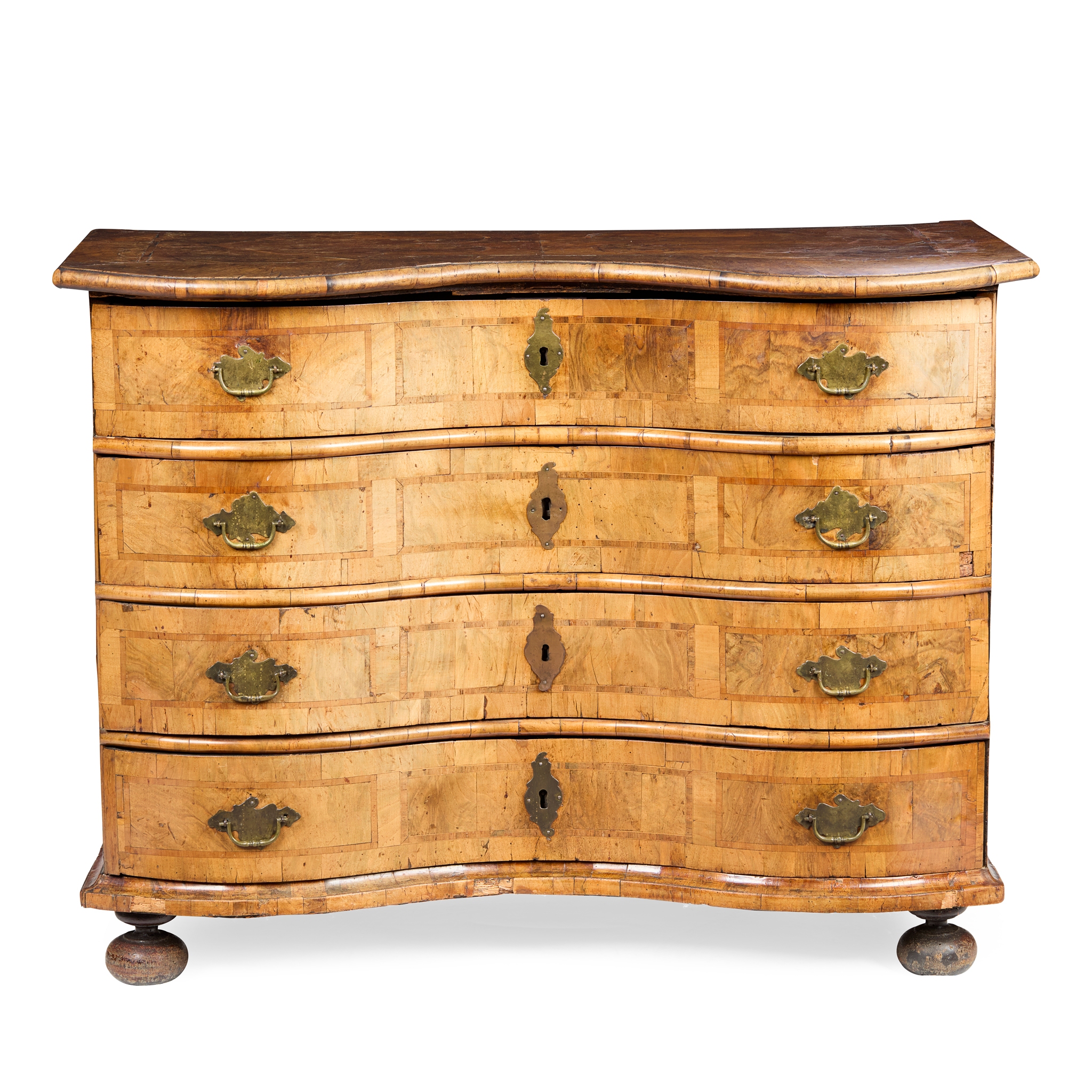 SOUTH GERMAN WALNUT SERPENTINE CHEST OF DRAWERS