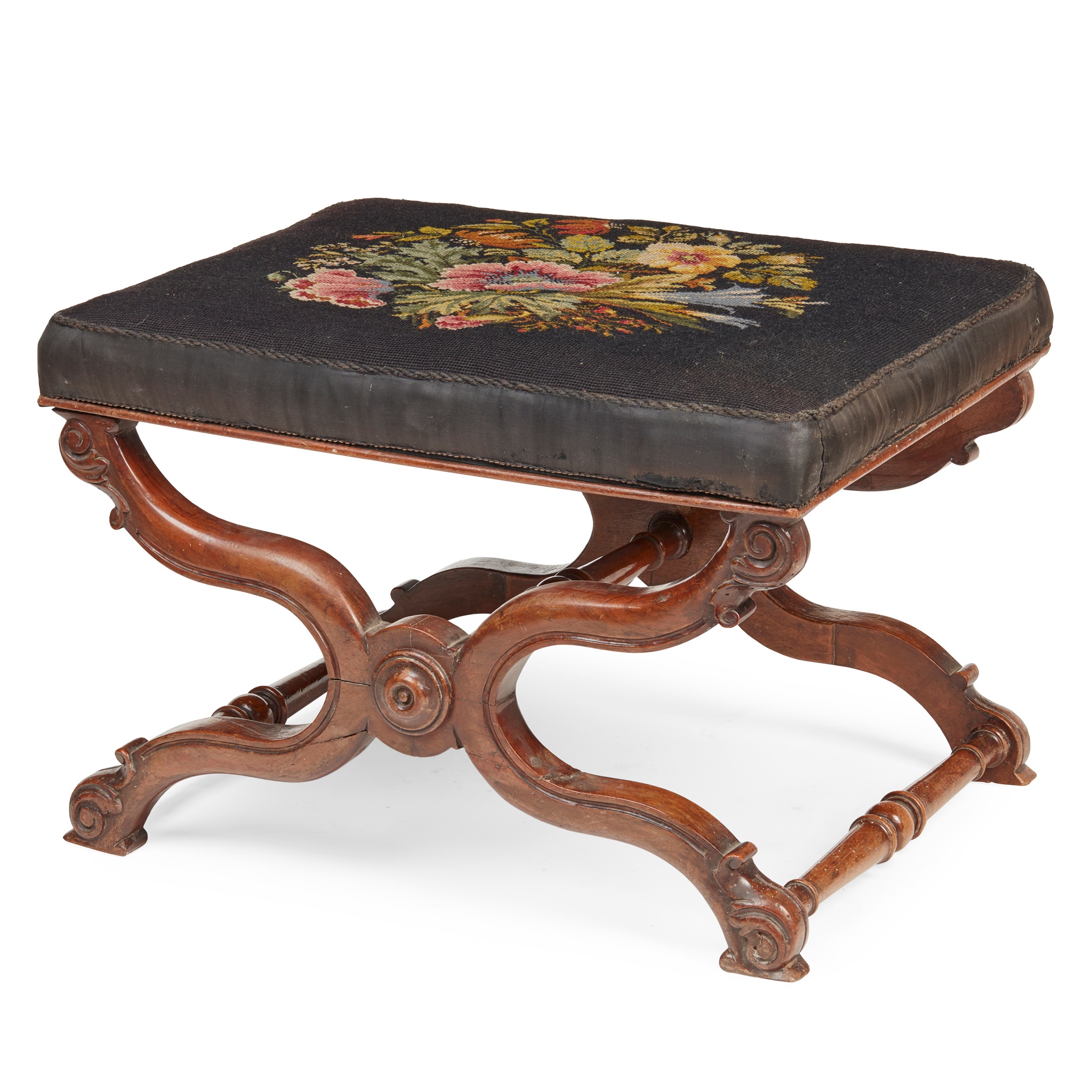 WILLIAM IV WALNUT FOOTSTOOL