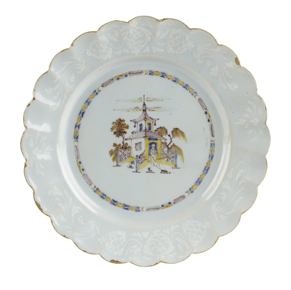 TWO ENGLISH DELFT BIANCA SOPRA BIANCA PLATES