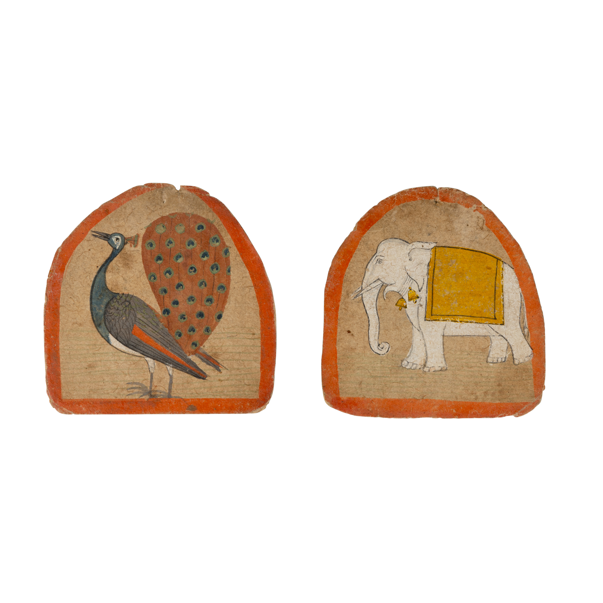 AN ELEPHANT AND A PEACOCK