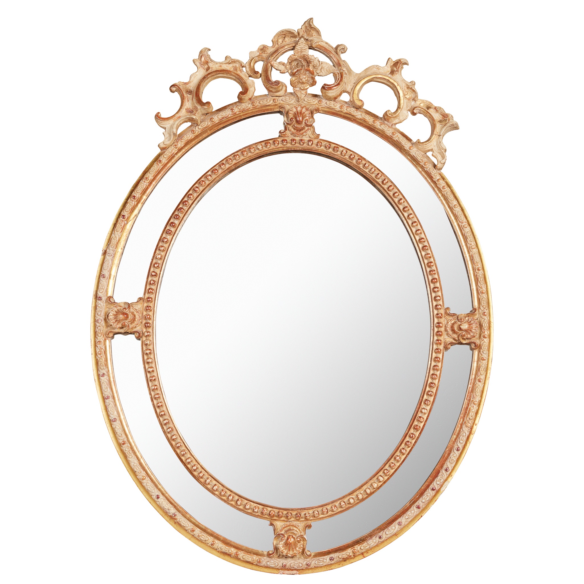 VICTORIAN OVAL GILTWOOD MARGIN PLATE MIRROR