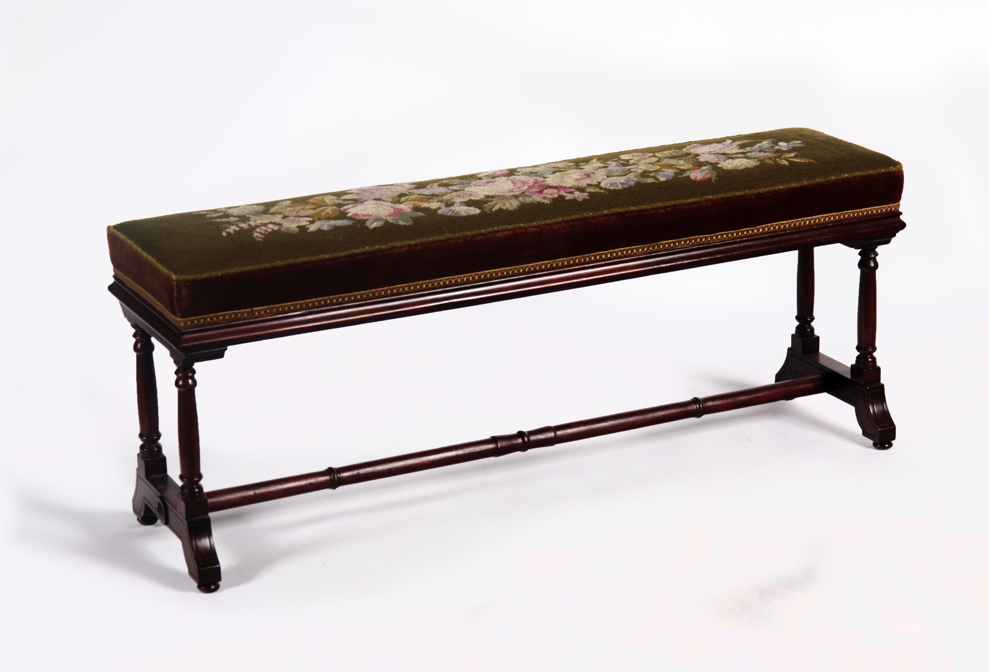 EDWARDIAN MAHOGANY FRAMED STOOL