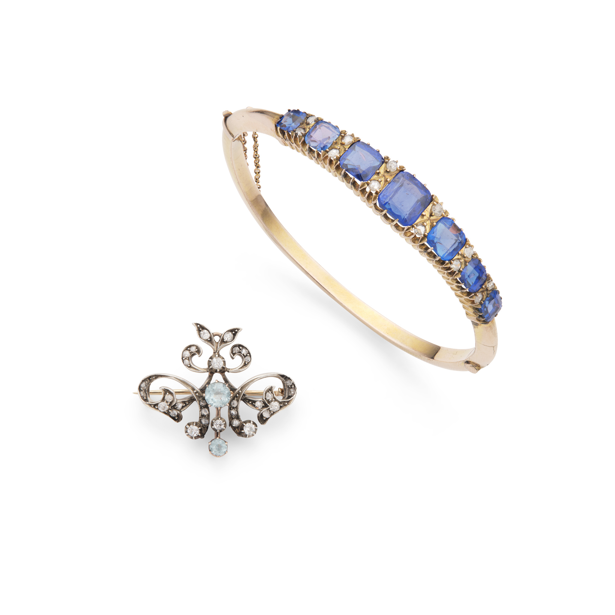 An early 20th century aquamarine and diamond brooch