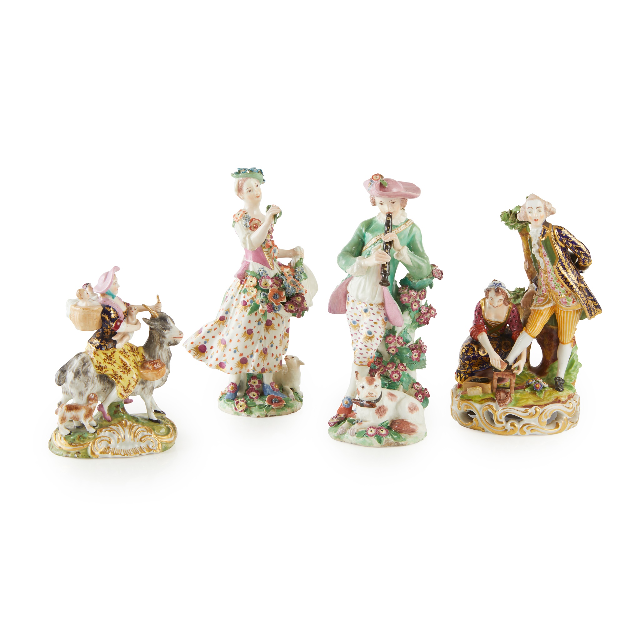 FOUR ENGLISH PORCELAIN FIGURE GROUPS