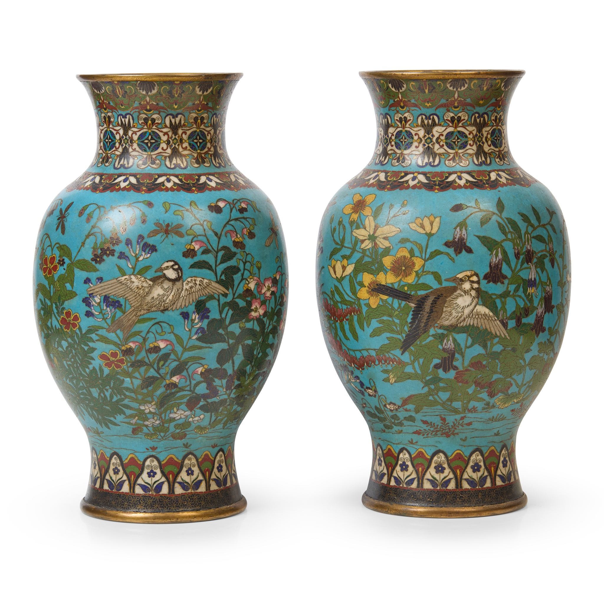 PAIR OF JAPANESE CLOISONNÉ ENAMEL VASES