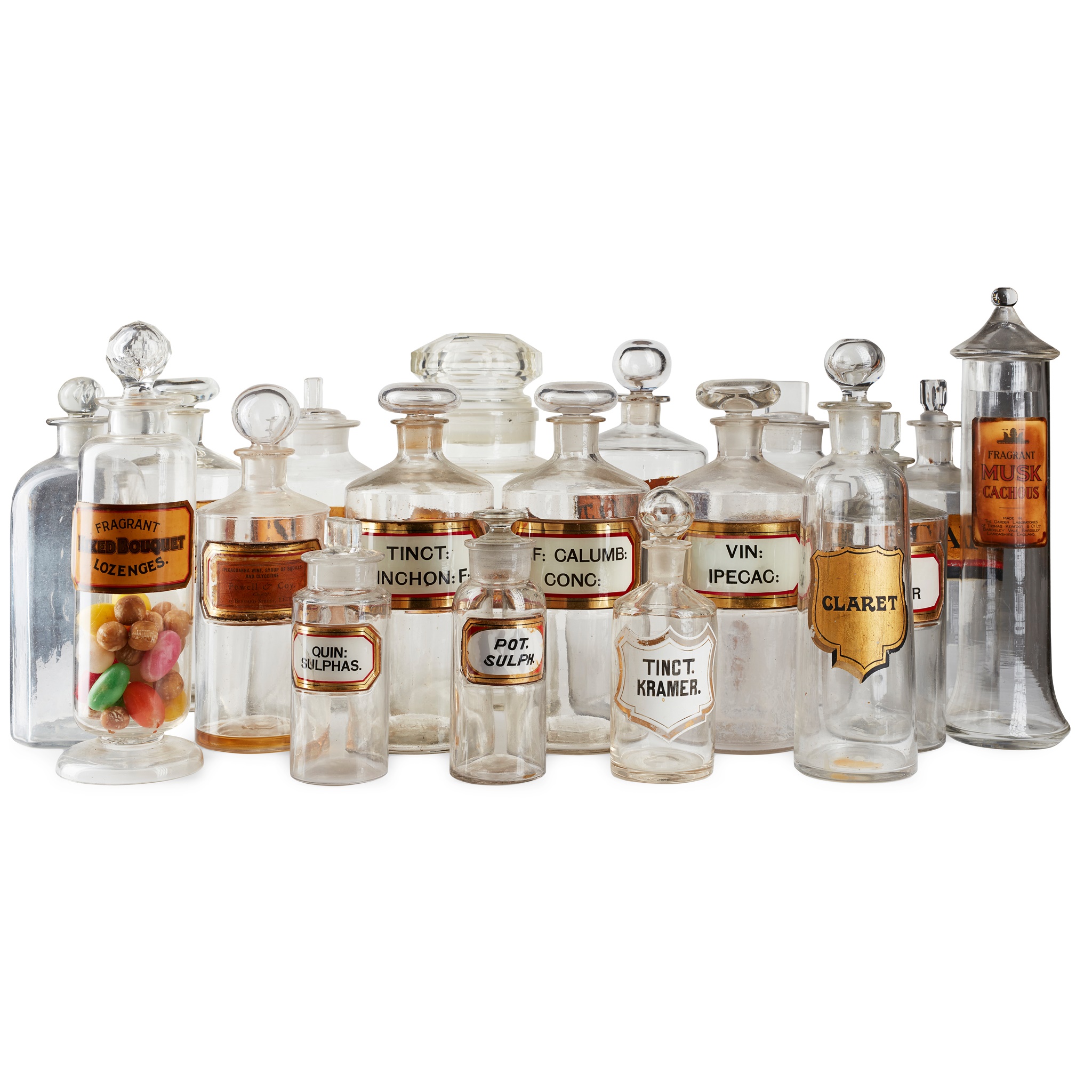 COLLECTION OF GLASS AND CERAMIC APOTHECARY AND SWEETSHOP JARS