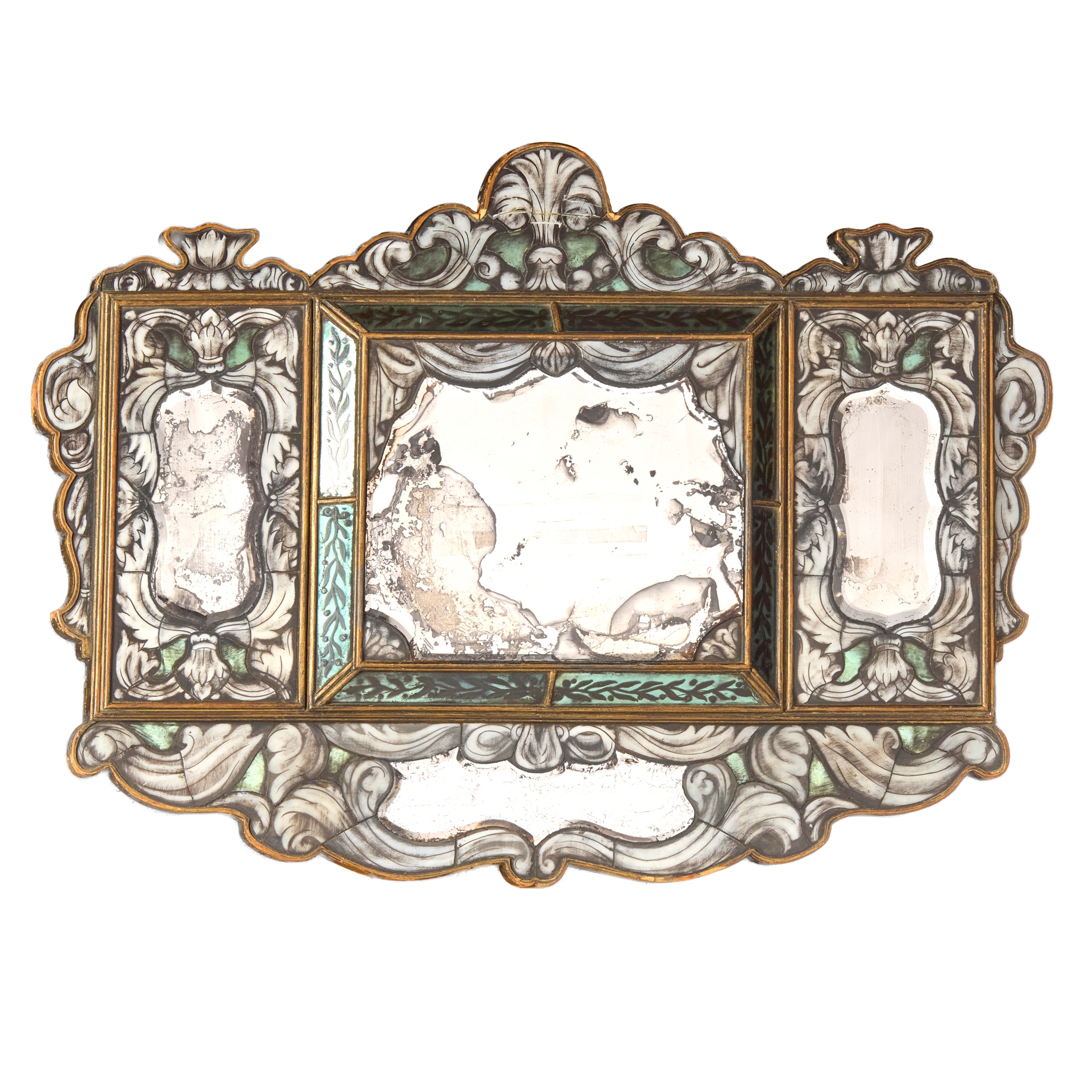 VERRE EGLOMISE TRIPLE PLATE OVERMANTEL MIRROR, FOR THE TURKISH MARKET