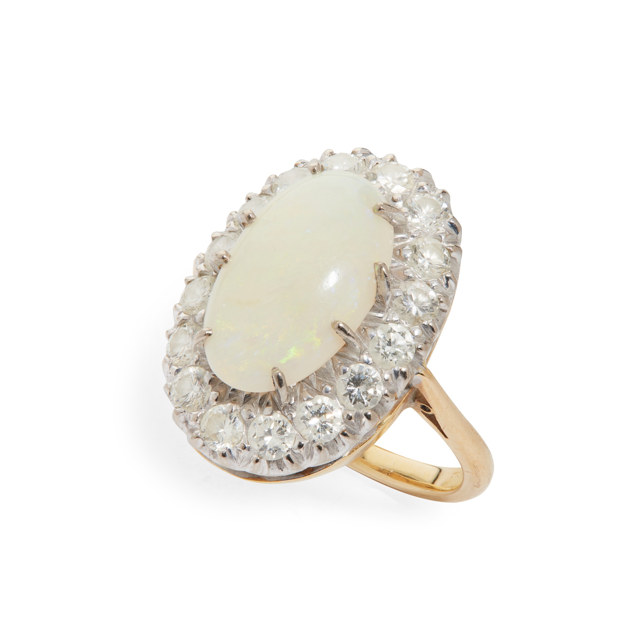 An opal and diamond cluster ring