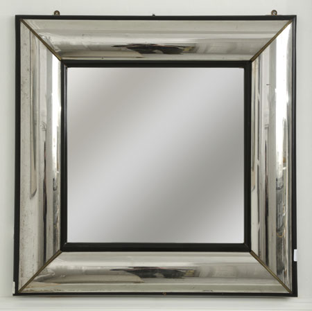 An Art Deco chrome framed mirror