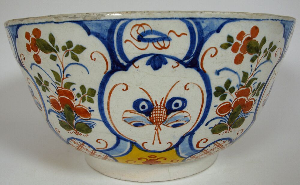 An 18th century Dutch Delft punch bowl, circa 1740
