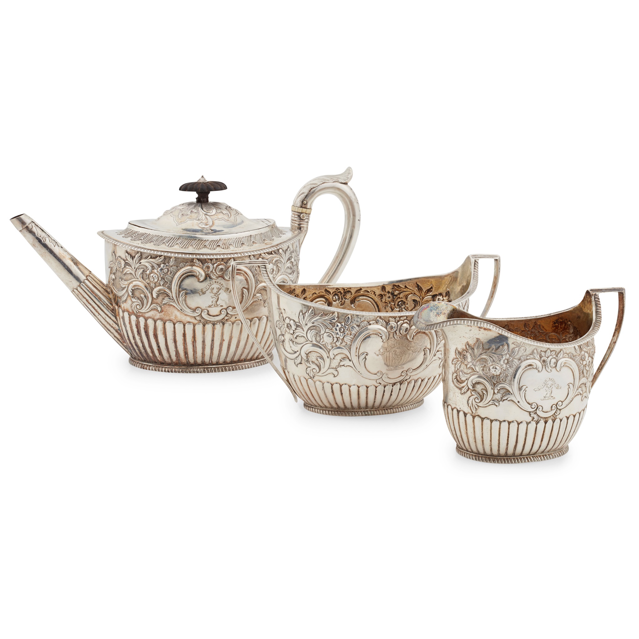 A matched three piece Scottish George III tea service