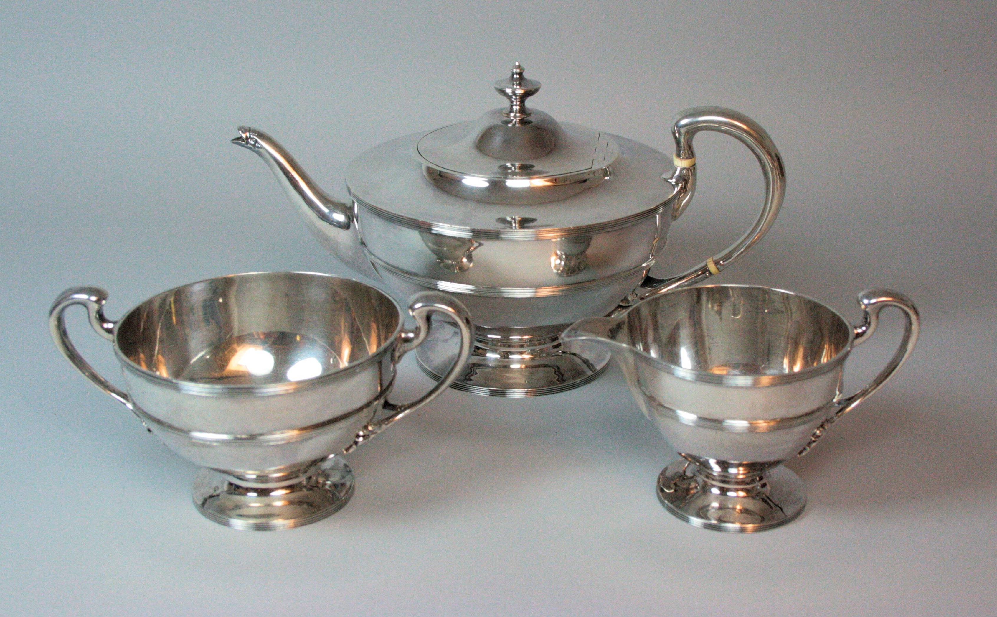 A three piece tea set