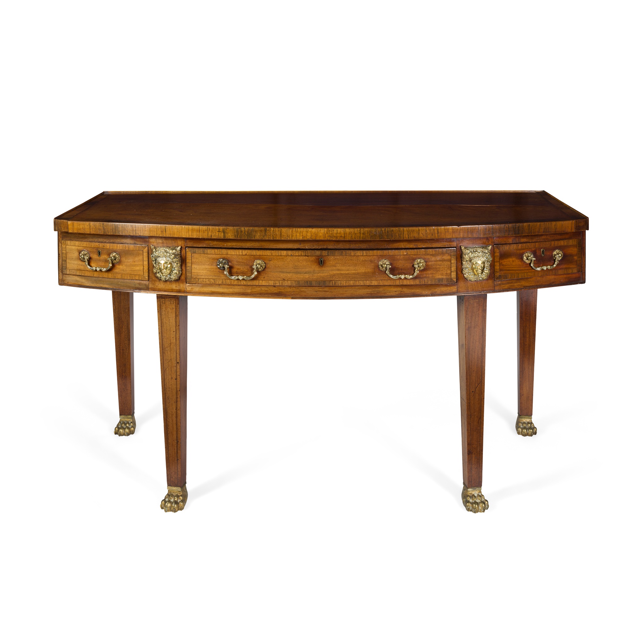 LATE GEORGE III MAHOGANY AND ROSEWOOD SERVING TABLE