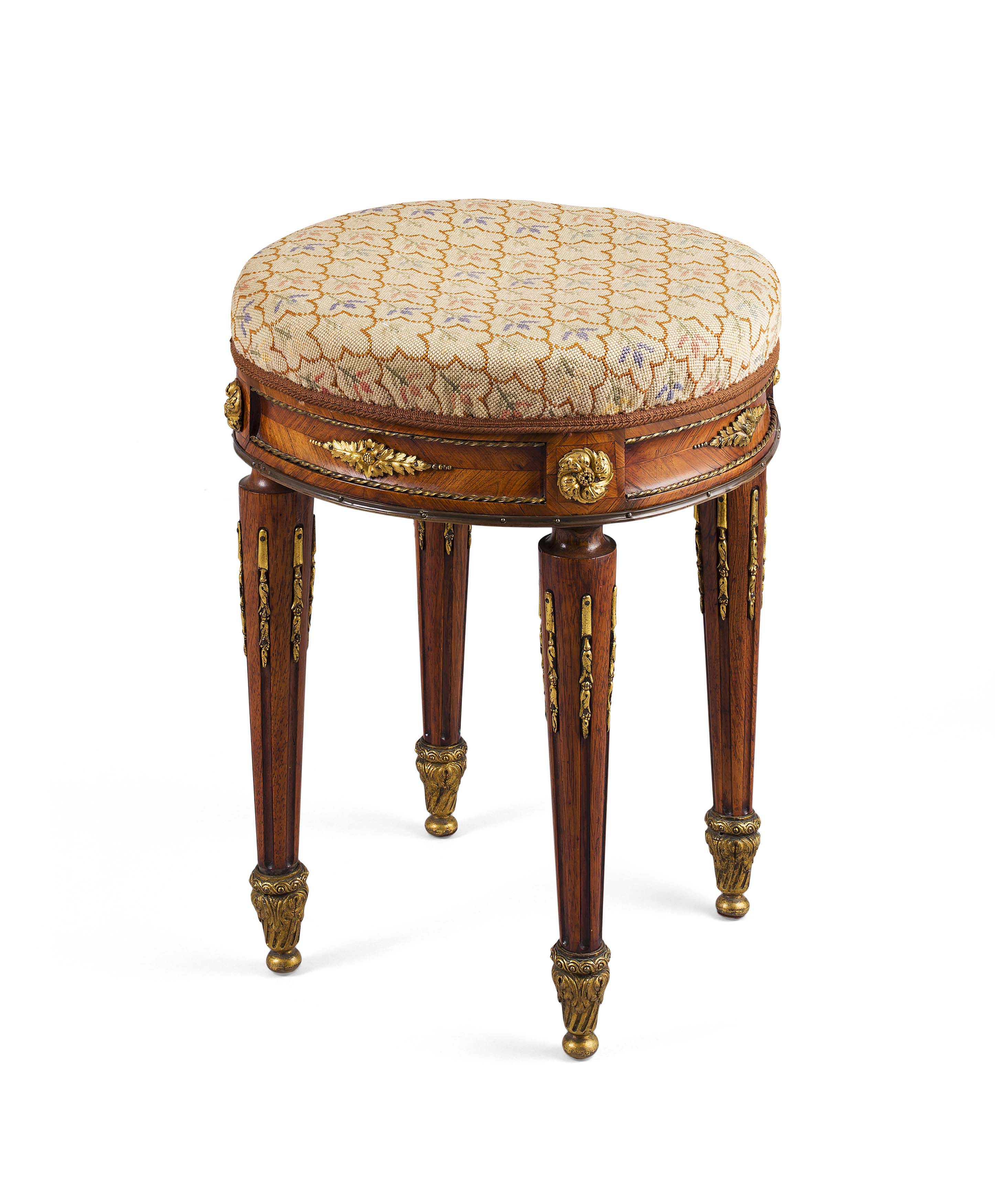 LOUIS XV STYLE KINGWOOD AND GILT BRONZE MOUNTED STOOL