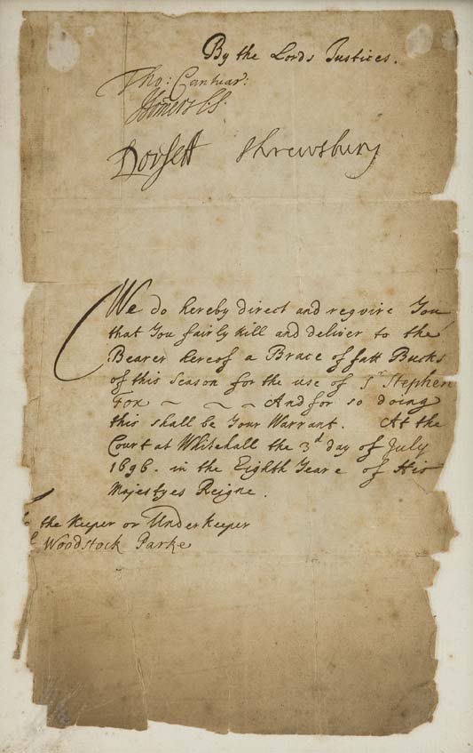 A Lord Justice's Warrant, dated 1696