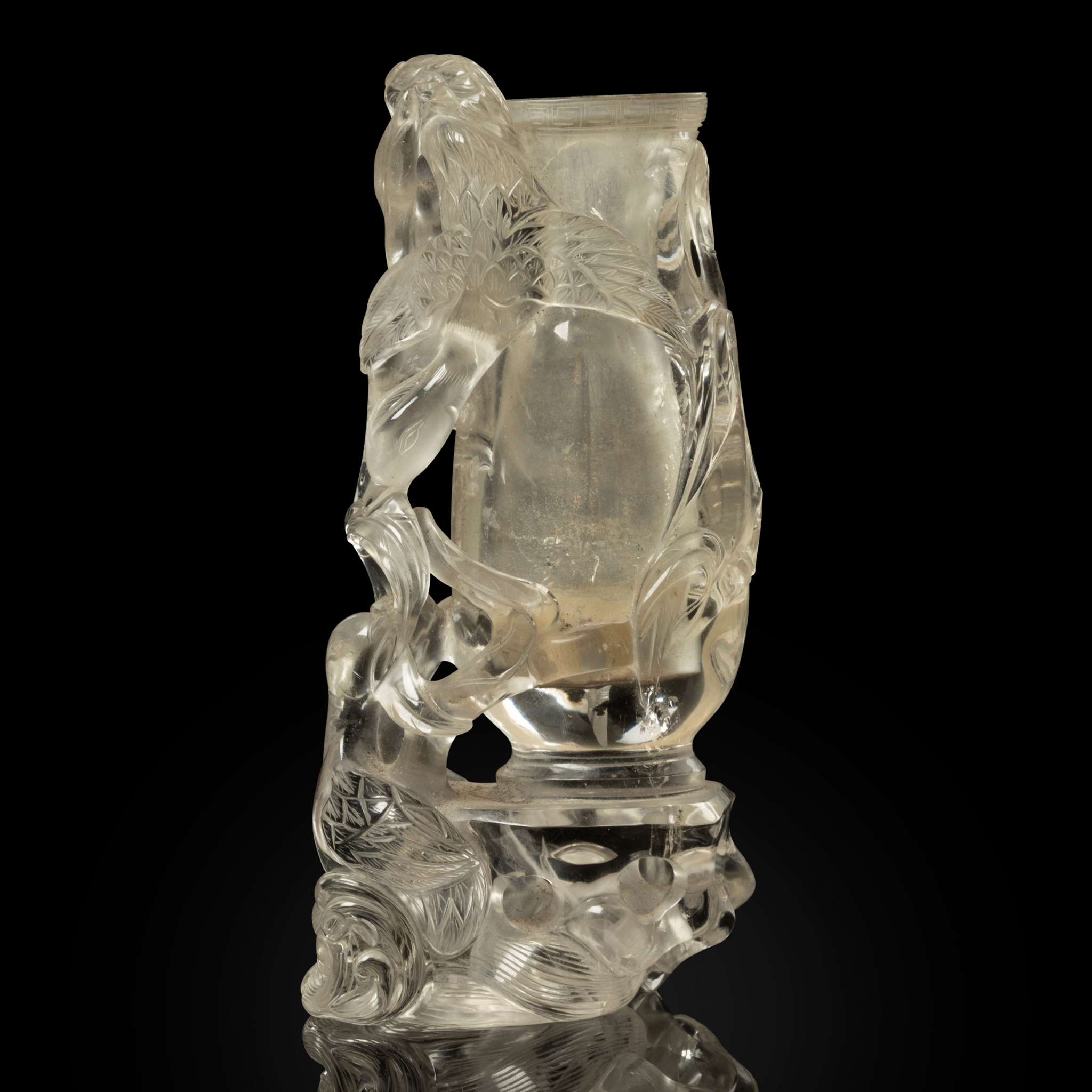 CHINESE ROCK CRYSTAL 'WILD GOOSE' VASE