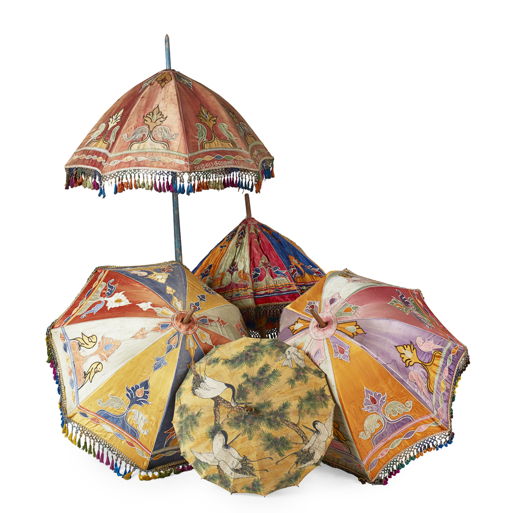 GROUP OF FOUR INDIAN PARASOLS