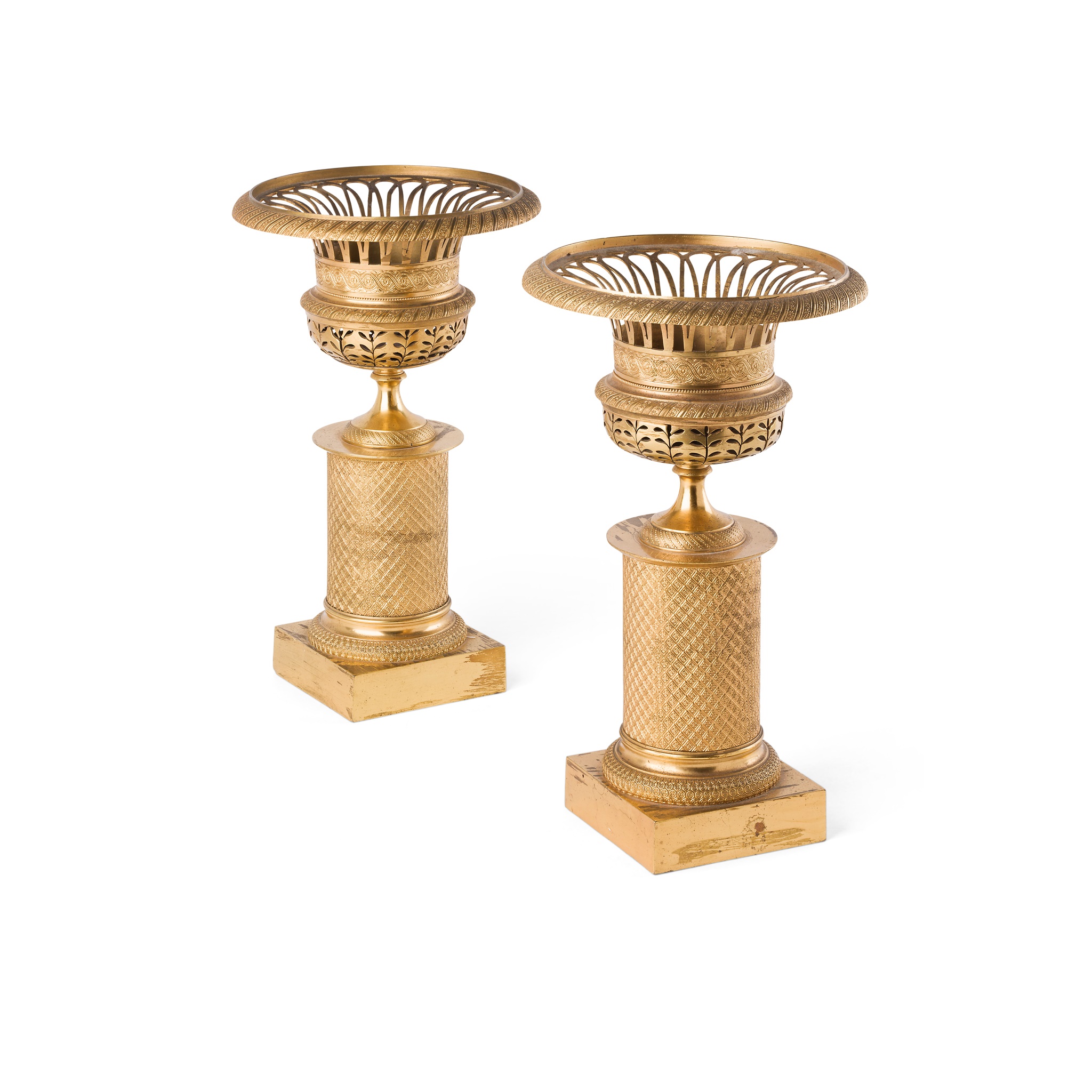 PAIR OF FRENCH EMPIRE GILT BRONZE BRULE PARFUMS