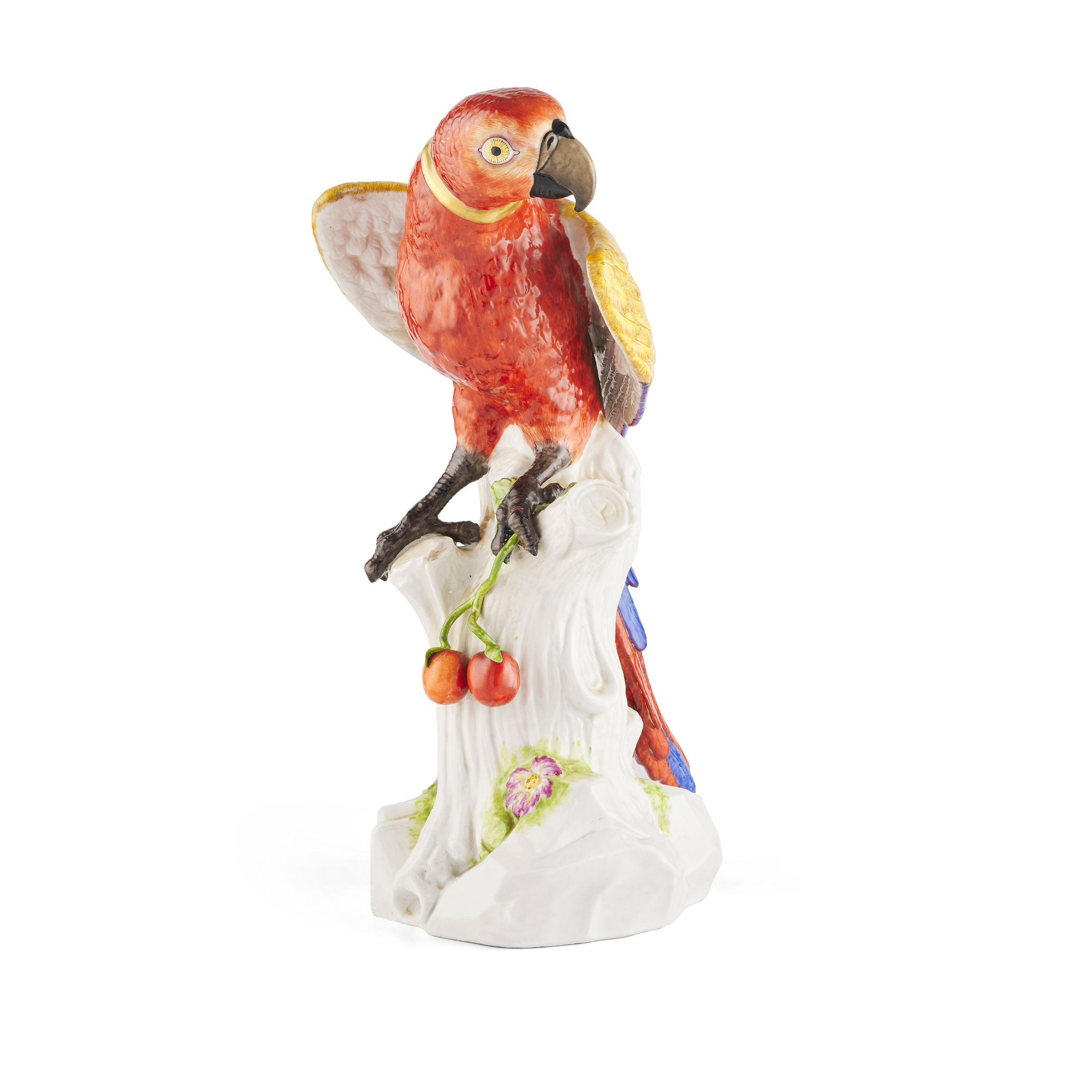 LARGE DRESDEN PORCELAIN FIGURE OF A MACAW