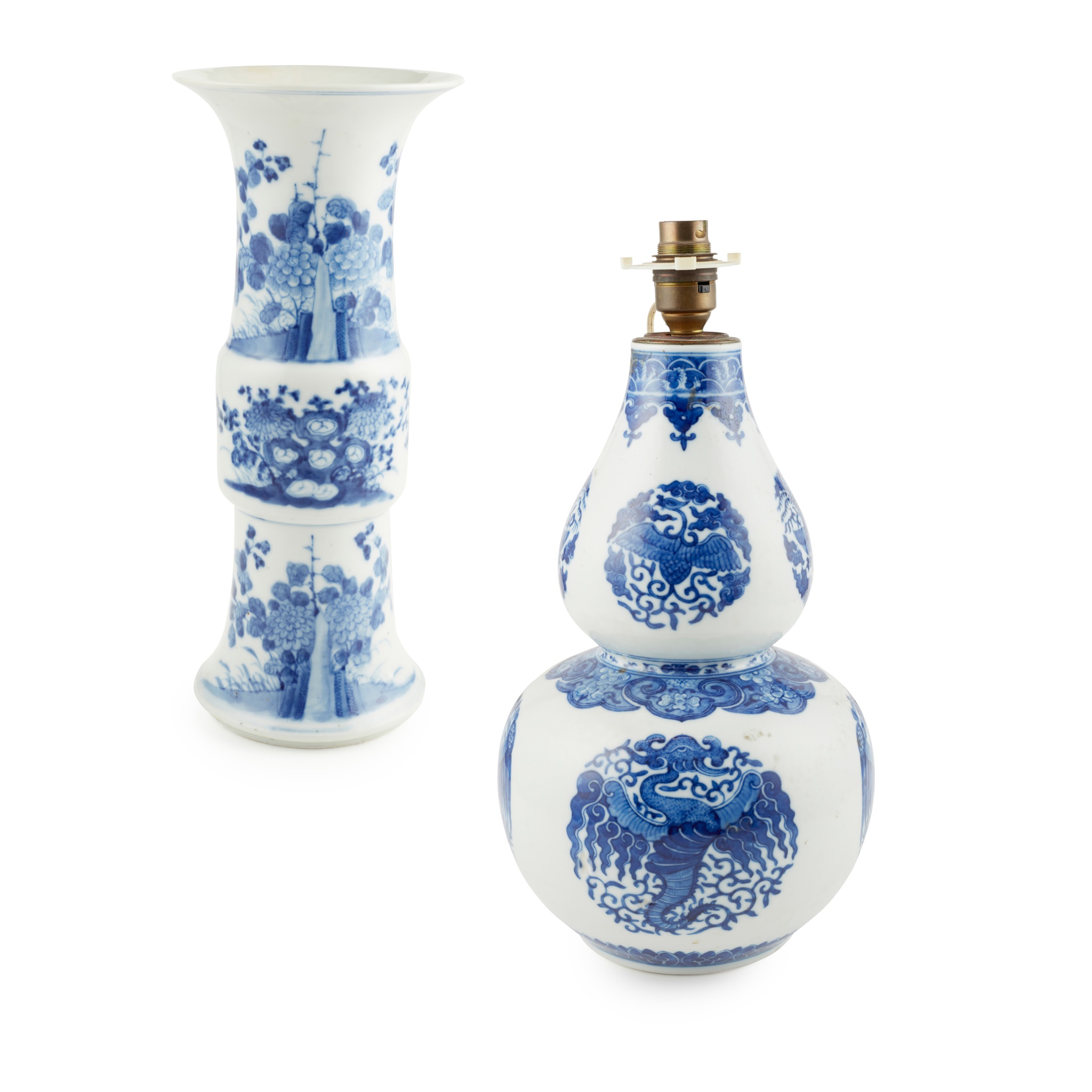 TWO BLUE AND WHITE VASES