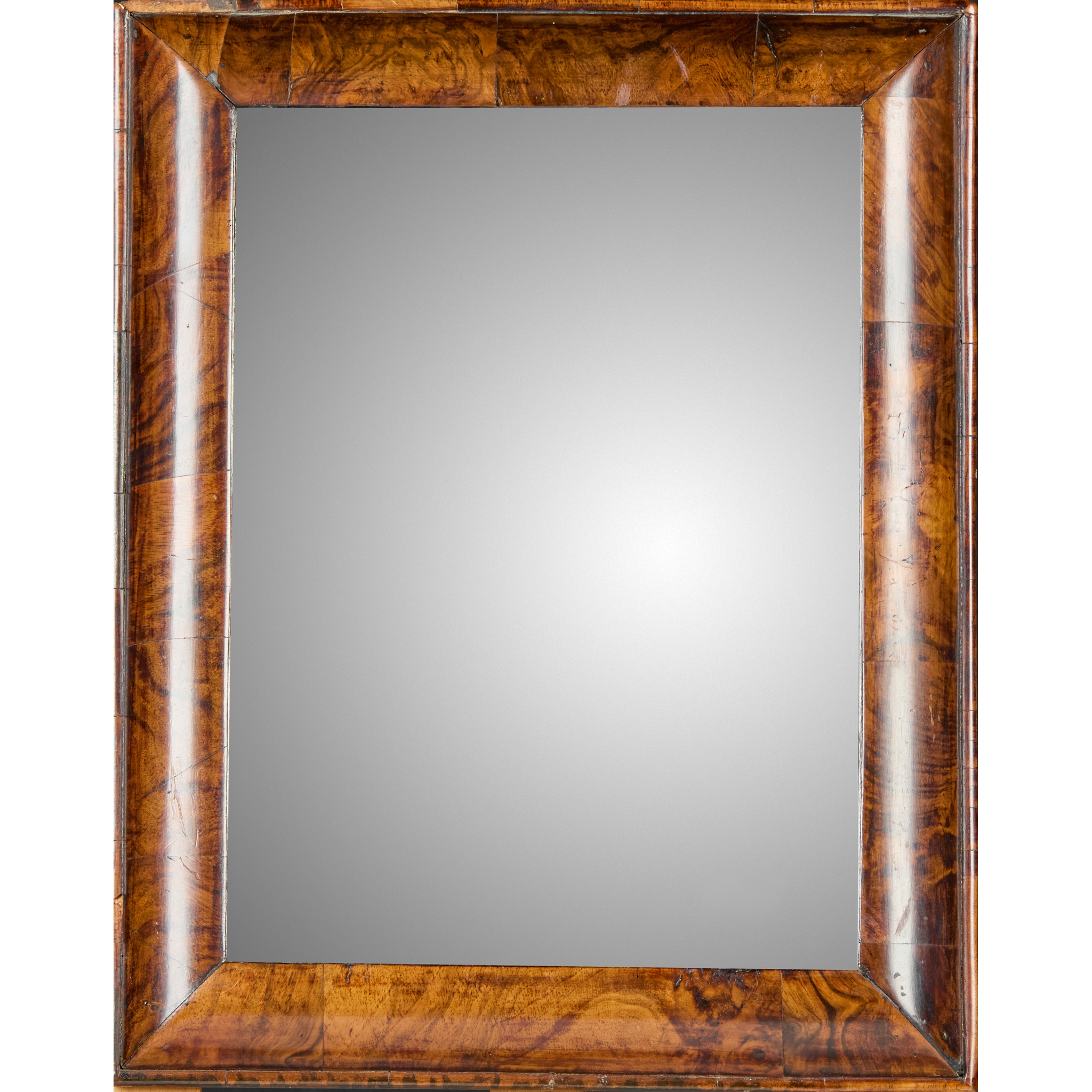 SMALL WILLIAM AND MARY WALNUT CUSHION FRAME MIRROR