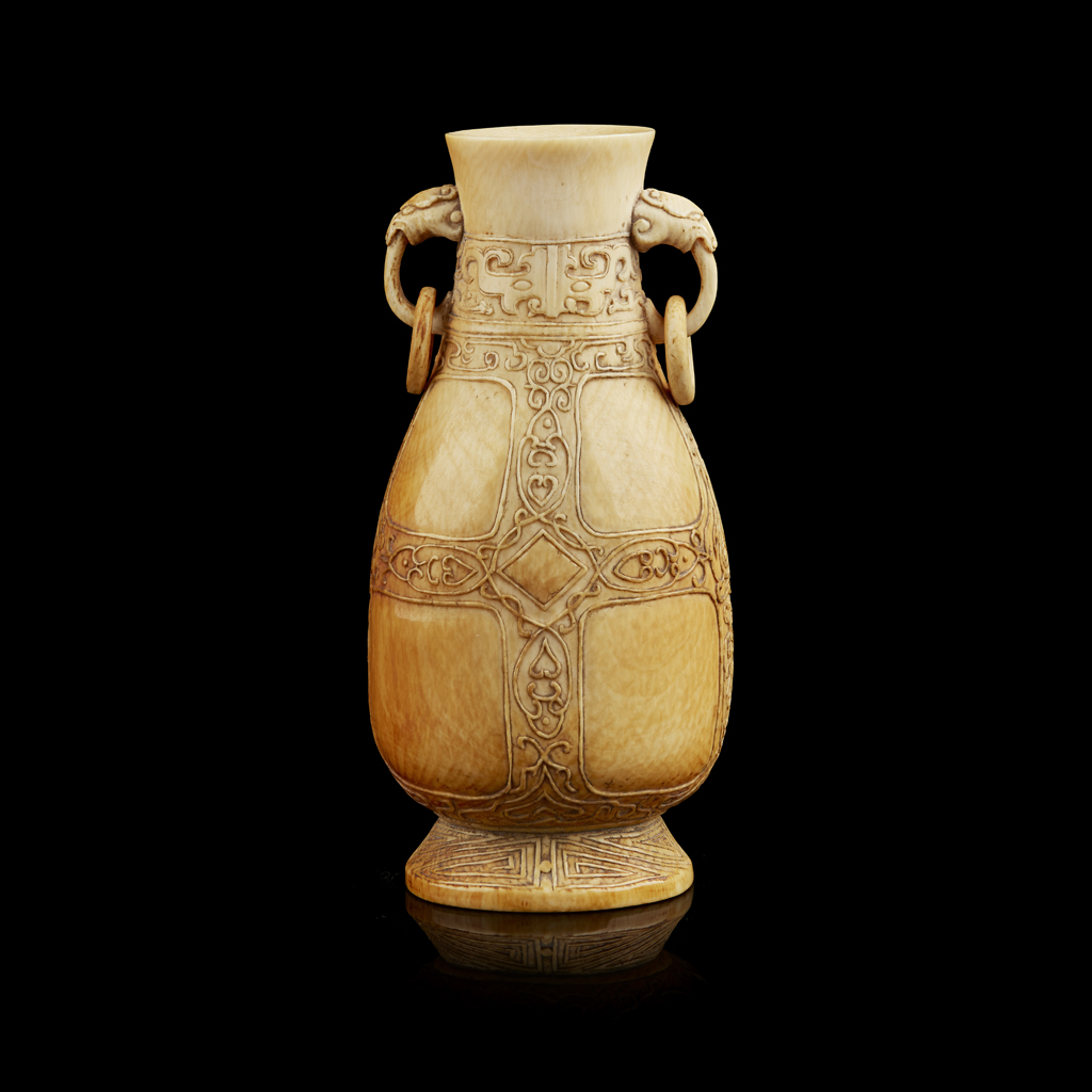 CARVED IVORY HU-FORM VASE