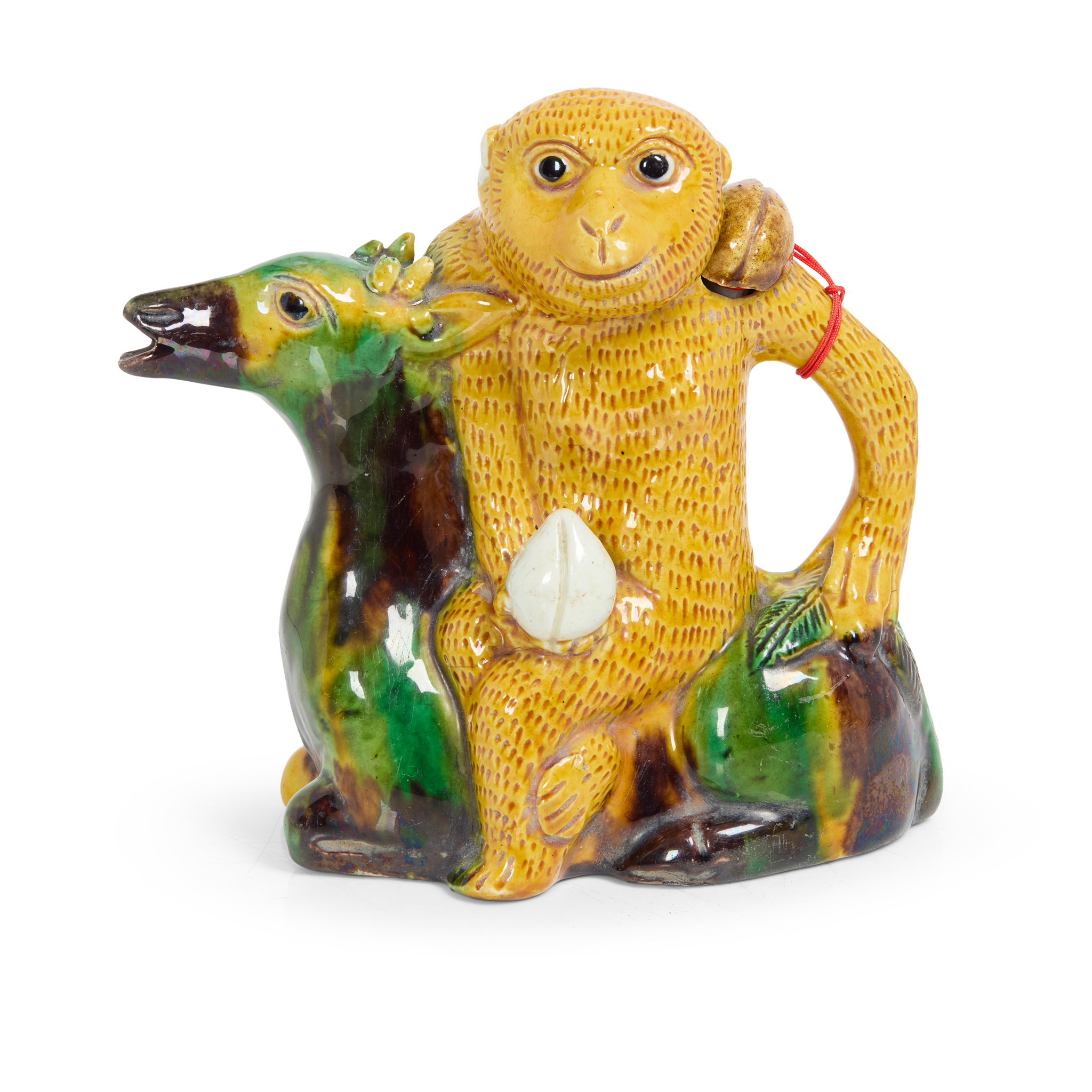 CHINESE SANCAI-GLAZED 'MONKEY' EWER