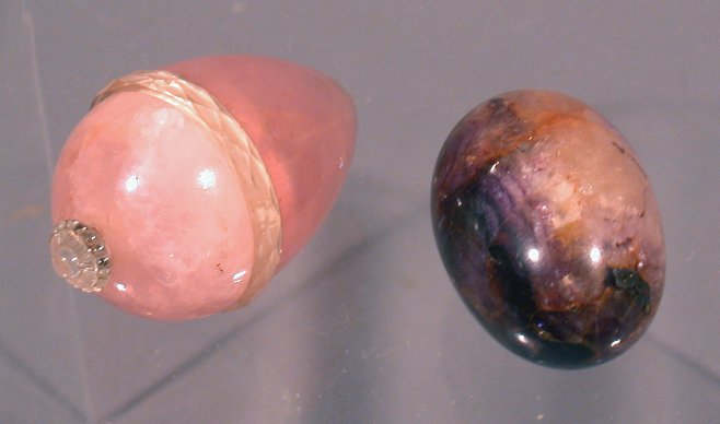 A quartz and rose quartz electric bell push