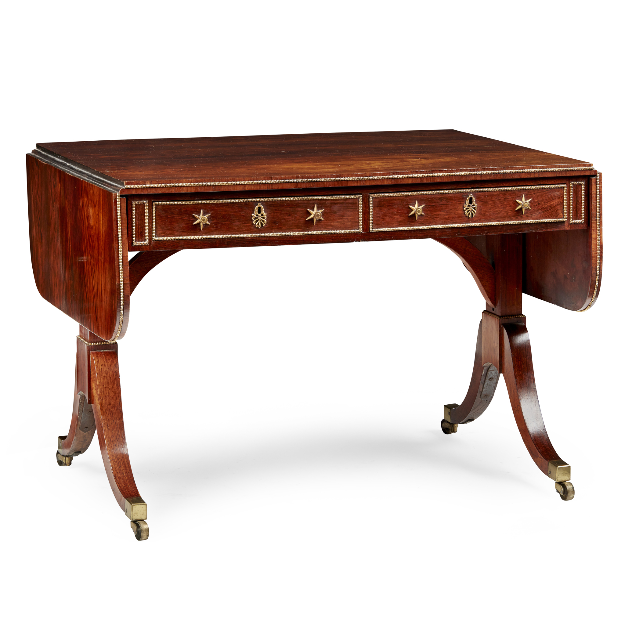 REGENCY ROSEWOOD BRASS MOUNTED SOFA TABLE, ATTRIBUTED TO GILLOWS