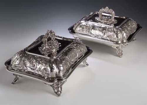 A pair of late George III Scottish entree dishes with covers,