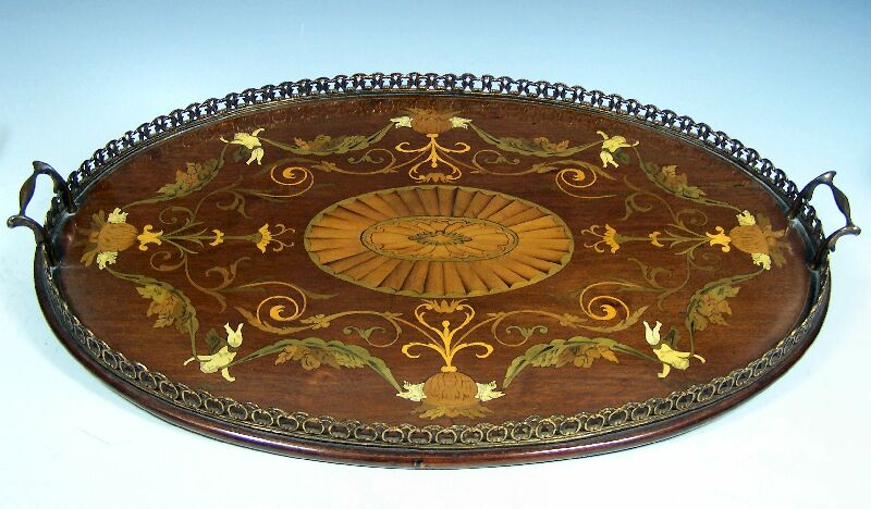 An Edwardian oval gallery tray