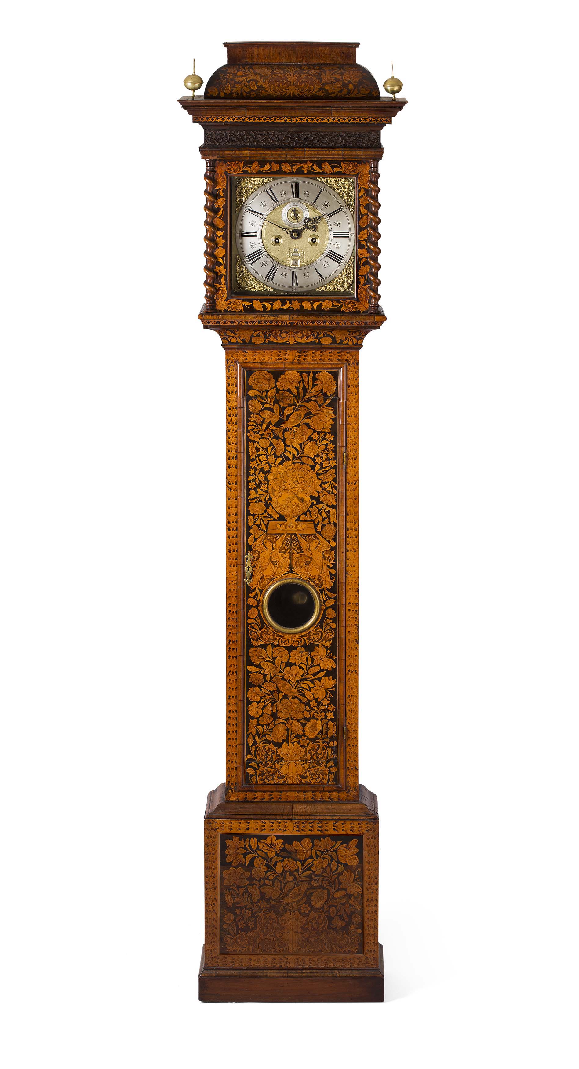 QUEEN ANNE MARQUETRY LONGCASE CLOCK BY JOSEPH SAER, LONDON