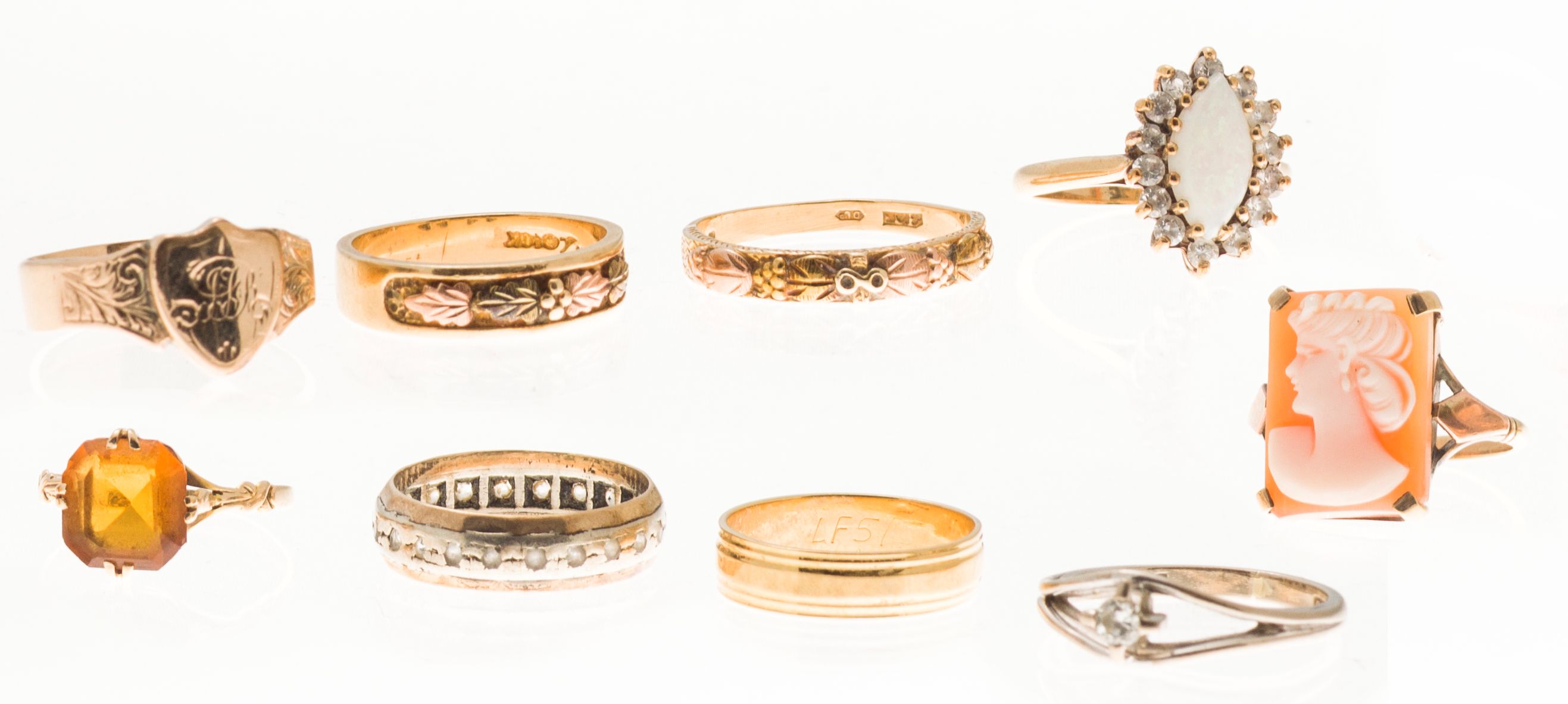 A collection of gem set rings