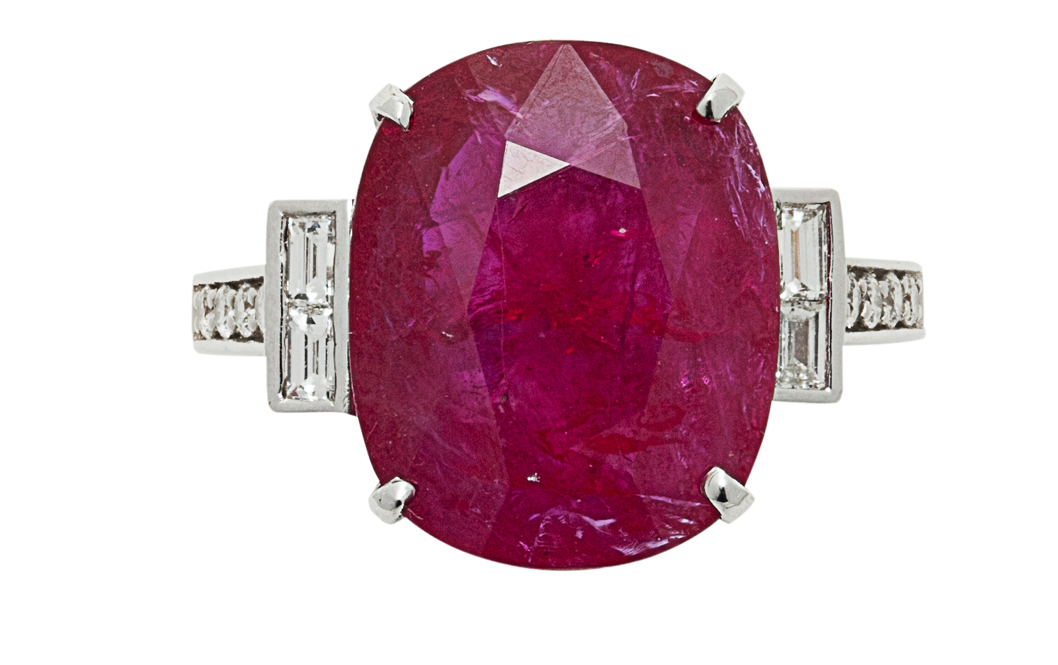 An 18ct gold, ruby and diamond set ring