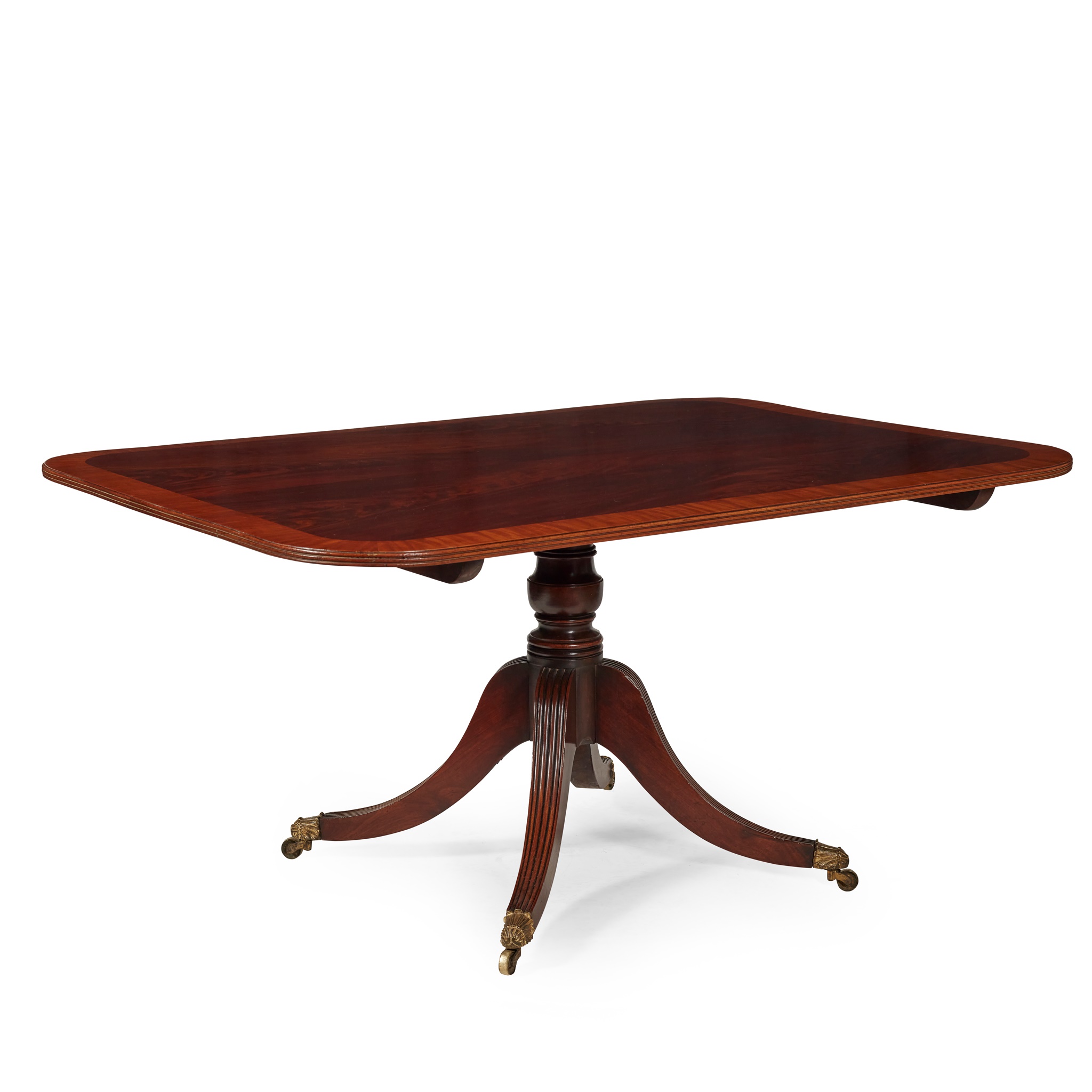 REGENCY MAHOGANY AND SATINWOOD BREAKFAST TABLE