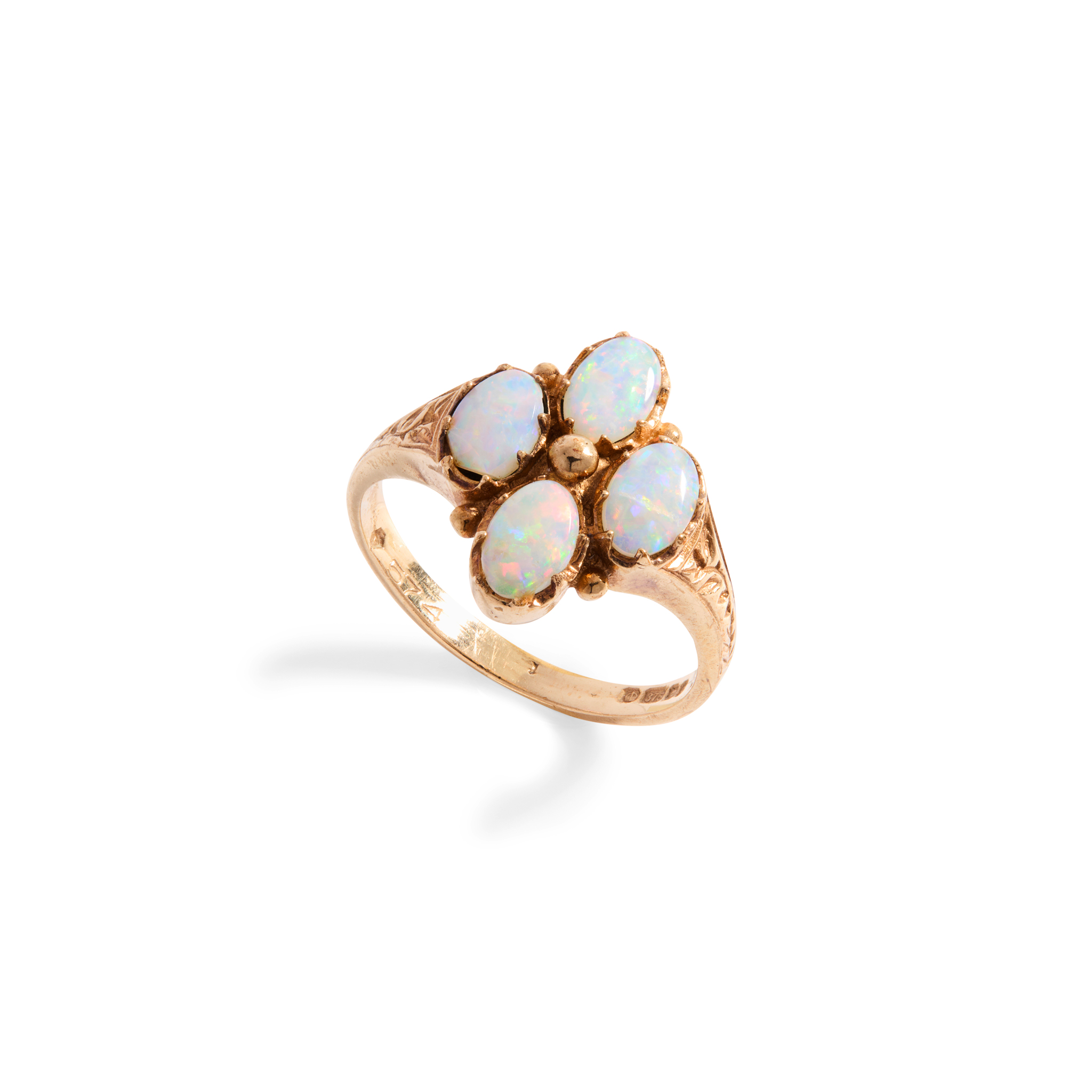A 9ct gold opal cluster ring
