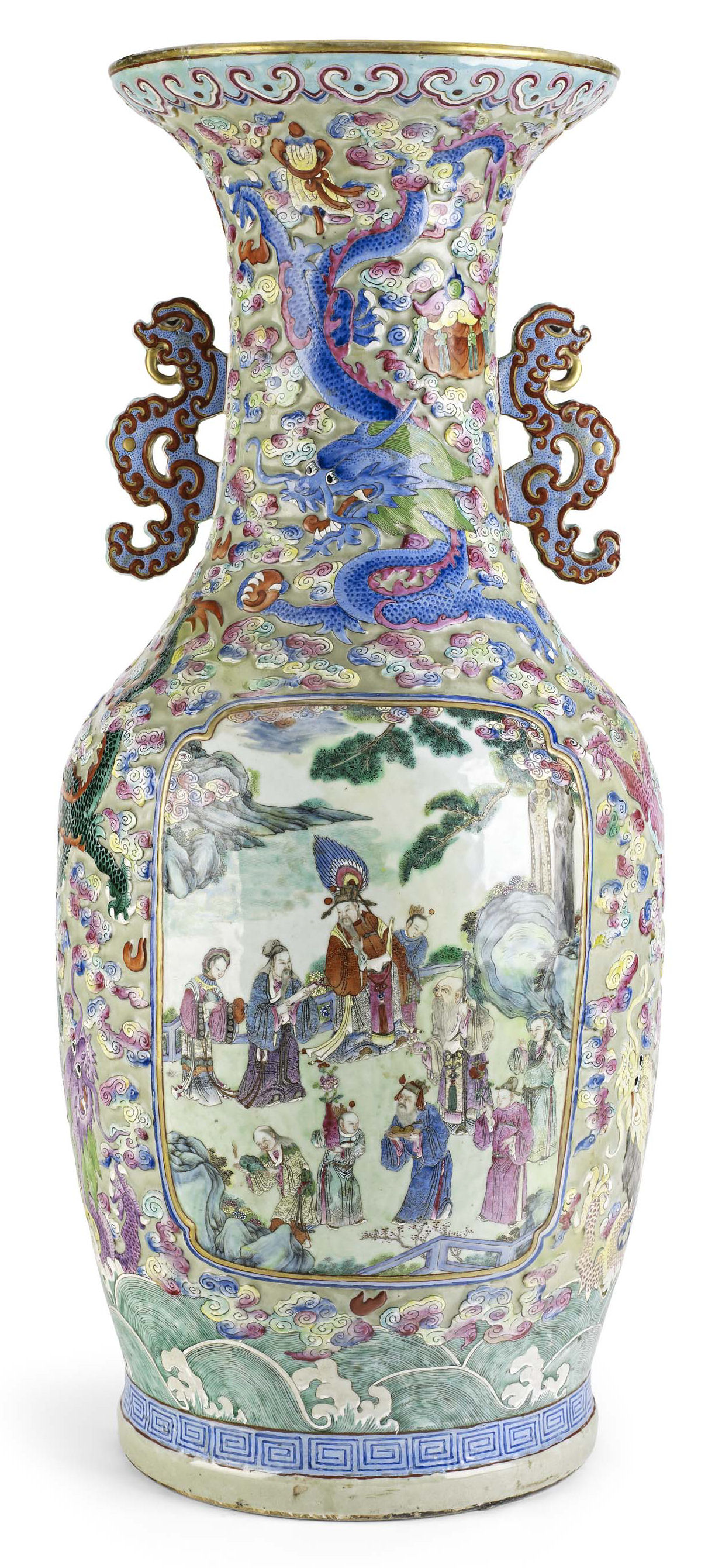 MASSIVE CHINESE FAMILLE ROSE VASE